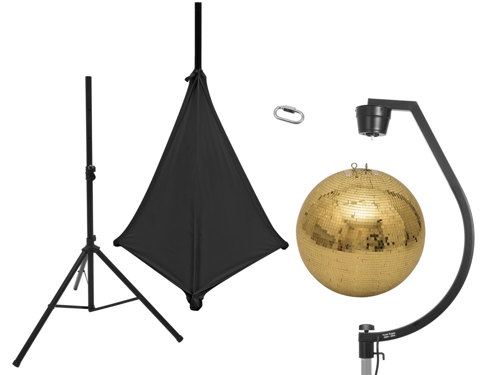 EUROLITE Set sfera a specchi 50cm oro con supporto e copertura treppiede nera - 20000707