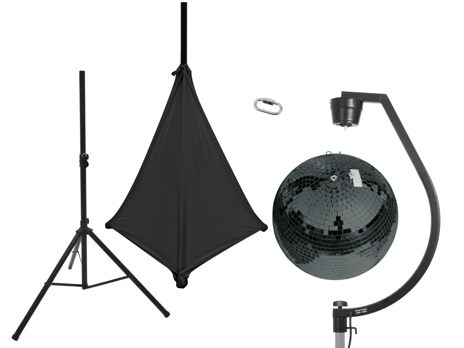 EUROLITE Set sfera a specchi 50cm nera con supporto e copertura treppiede nera - 20000709