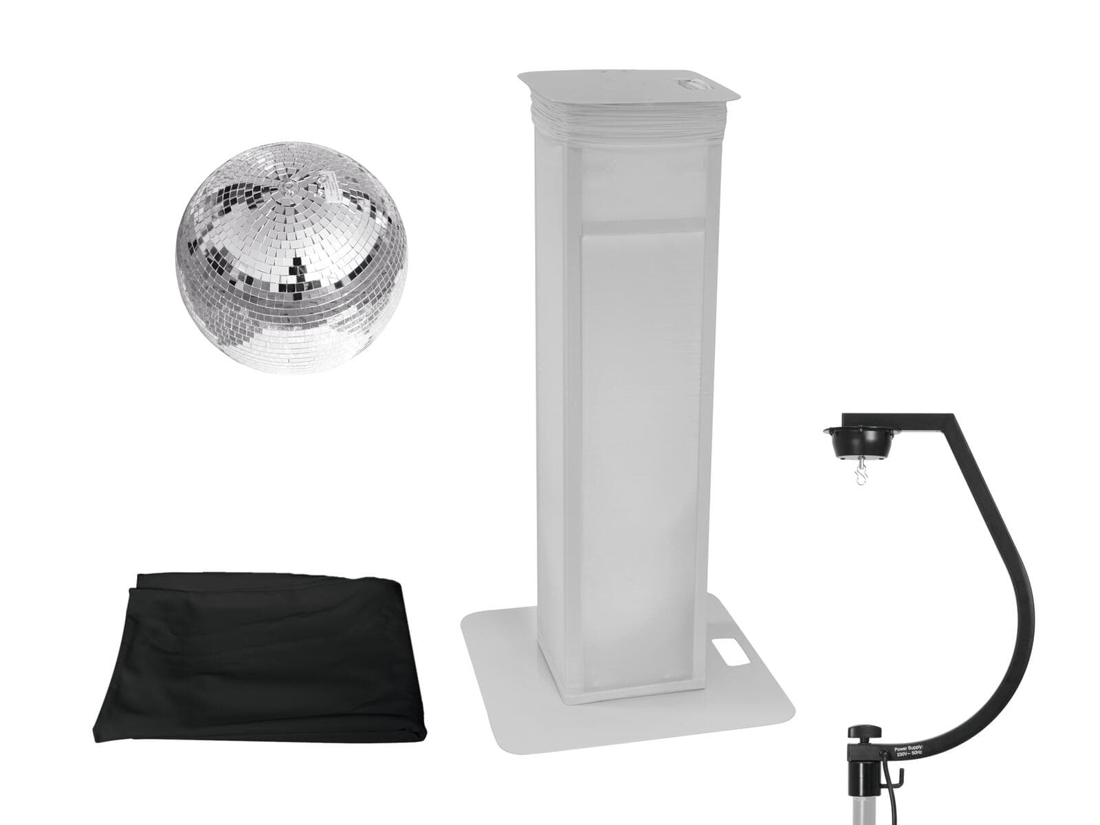 EUROLITE Set sfera a specchi 30cm con supporto da palco variabile + copertura nera - 20000714