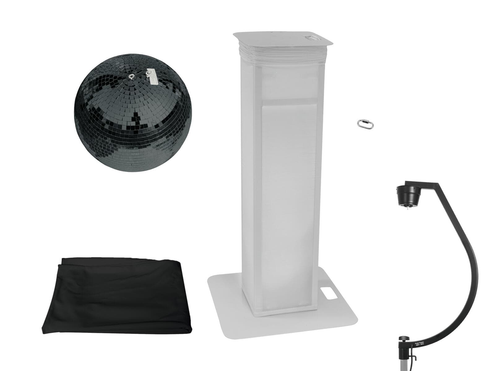 EUROLITE Set sfera a specchi 50cm nera con supporto da palco variabile + copertura nera - 20000717