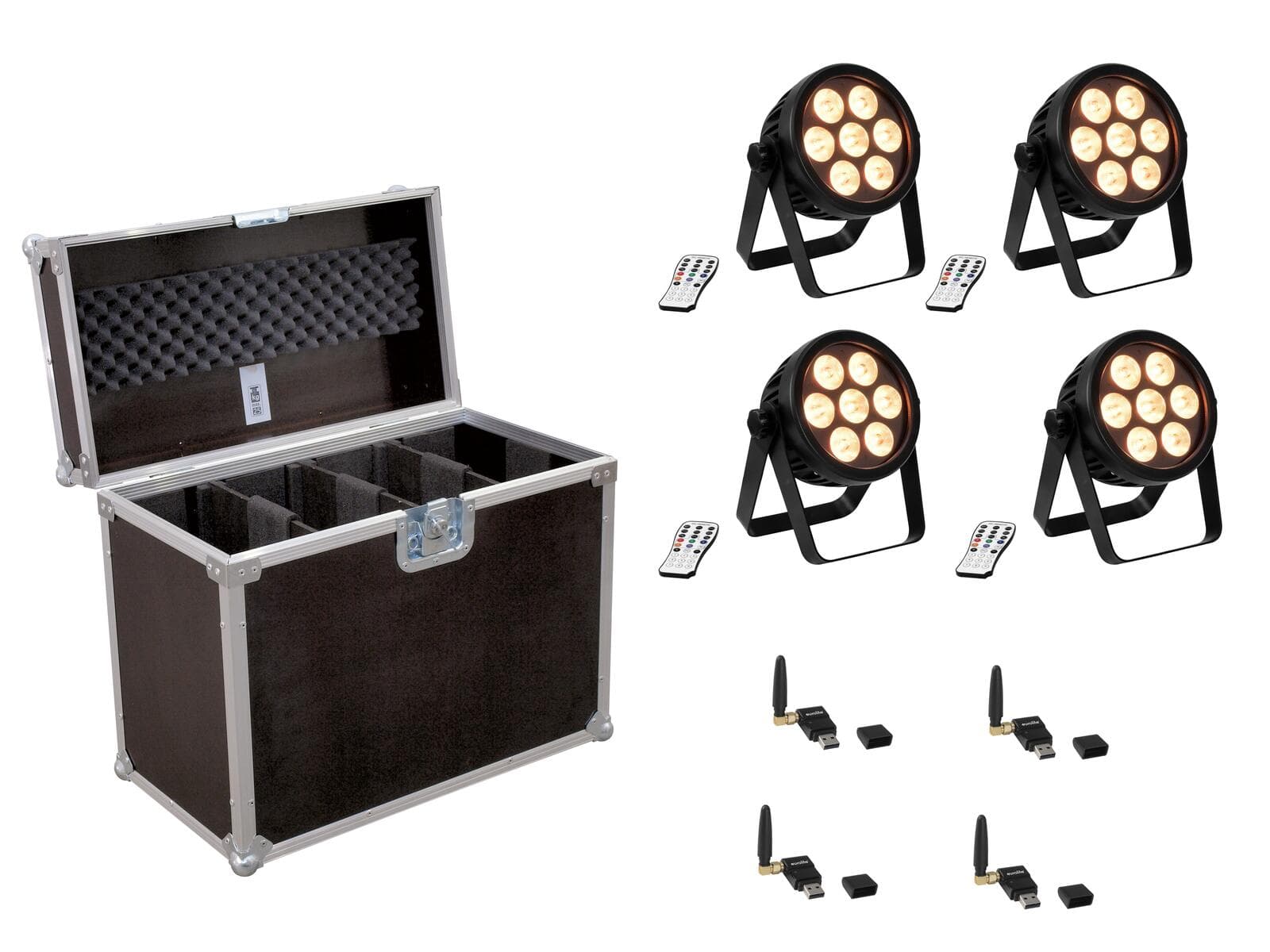 EUROLITE Set 4x LED 4C-7 Silent Slim Spot + USB QuickDMX + Custodia - 20000856