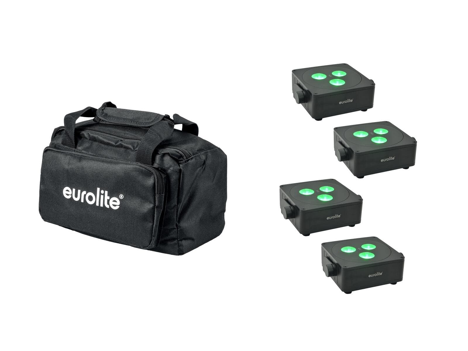 EUROLITE Set 4x AKKU IP Flat Light 3 bk + Borsa morbida - 20000861
