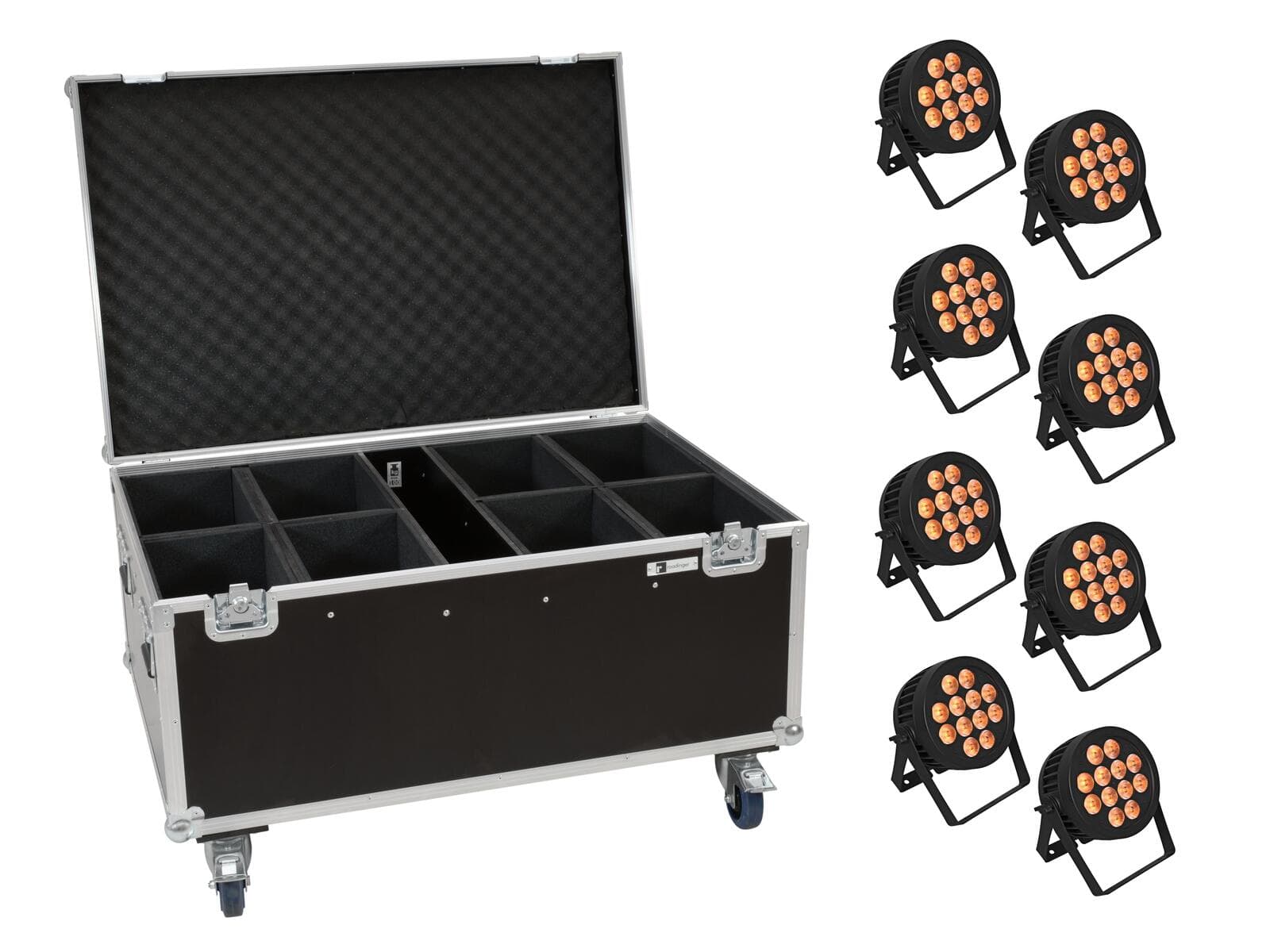 EUROLITE Set 8x LED IP PAR 12x9W SCL Spot + Custodia con ruote - 20000885