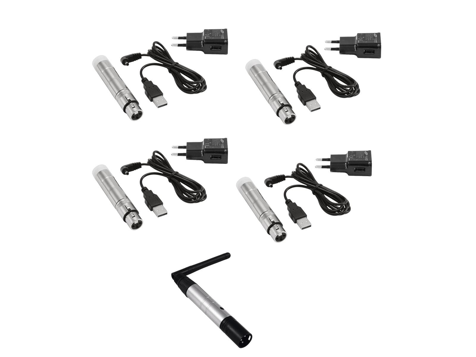 EUROLITE Set QuickDMX 1x Trasmettitore + 4x Ricevitore AKKU - 20000901