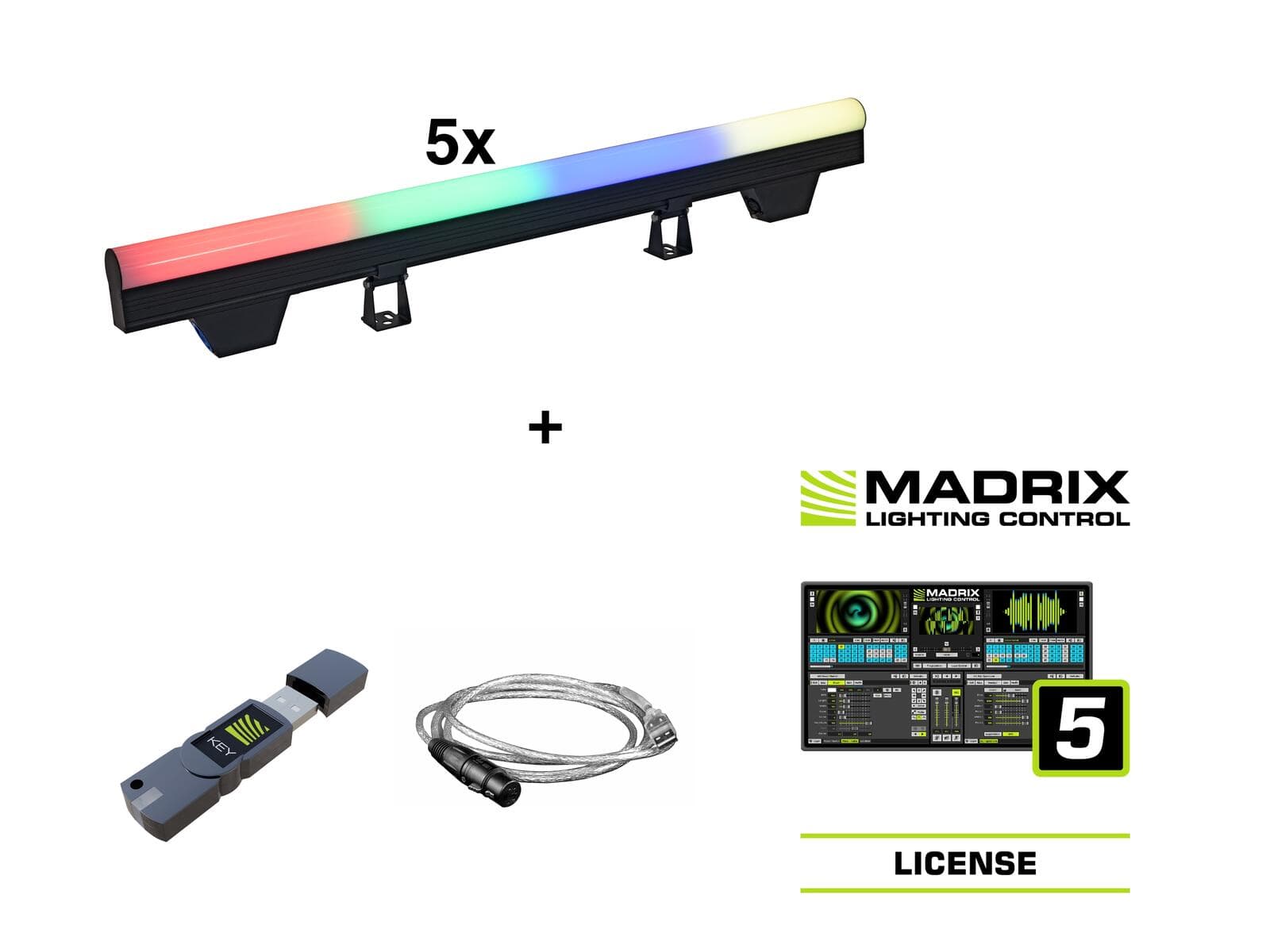 EUROLITE Set 5x LED PT-100/32 Pixel Tubo DMX + Software Madrix - 20000907