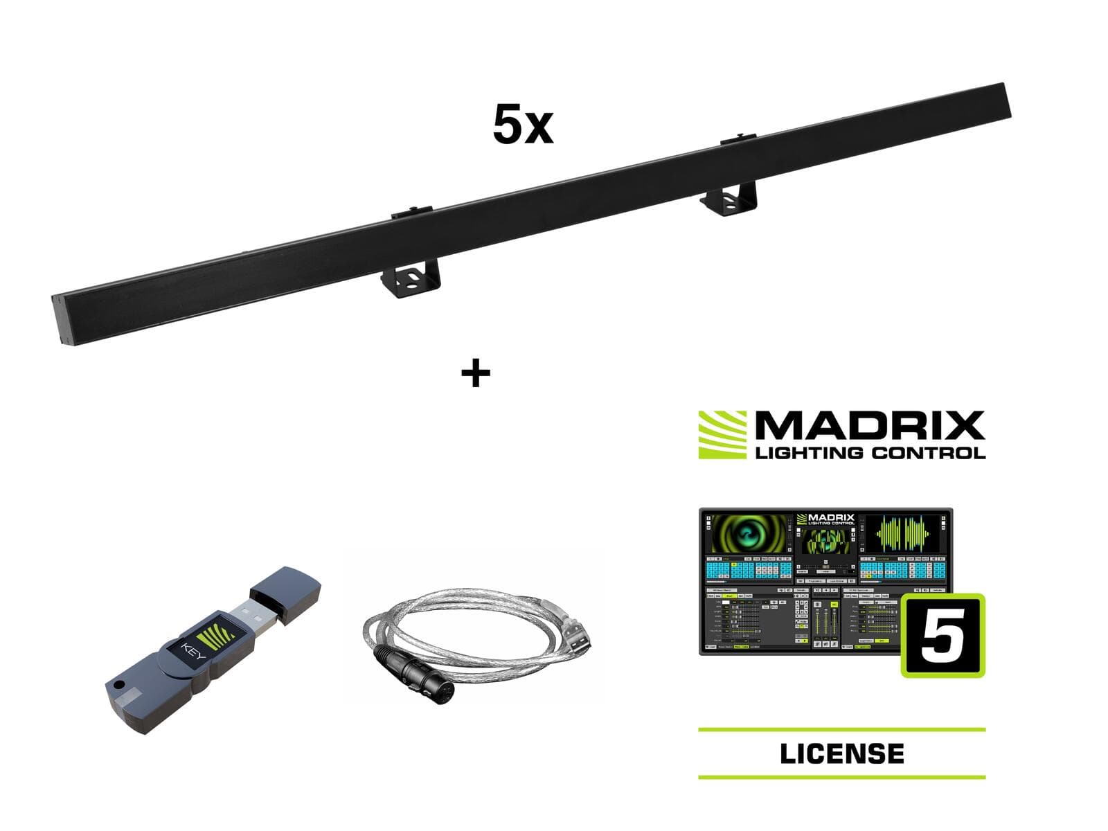 EUROLITE Set 5x LED PR-100/32 Pixel Barra DMX bk + Software Madrix - 20000908
