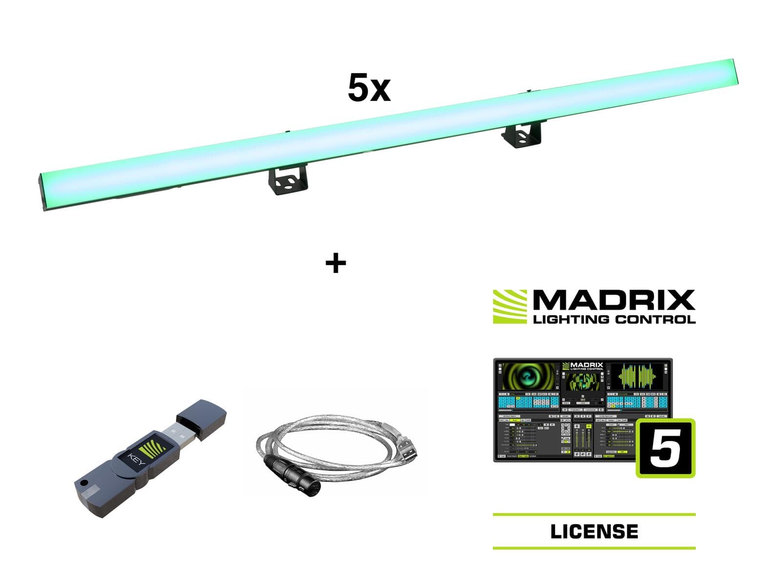 EUROLITE Set 5x LED PR-100/32 Pixel Barra DMX + Software Madrix - 20000909