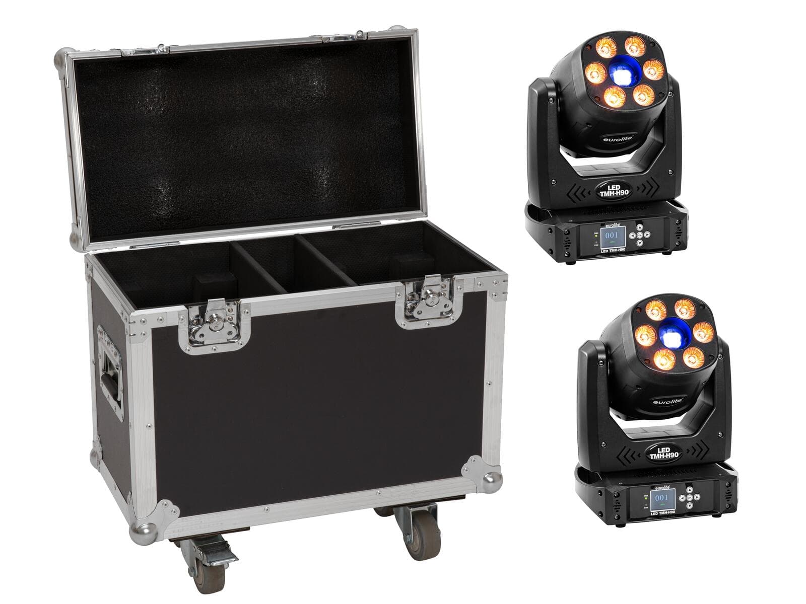 EUROLITE Set 2x LED TMH-H90 + Custodia con ruote - 20000928