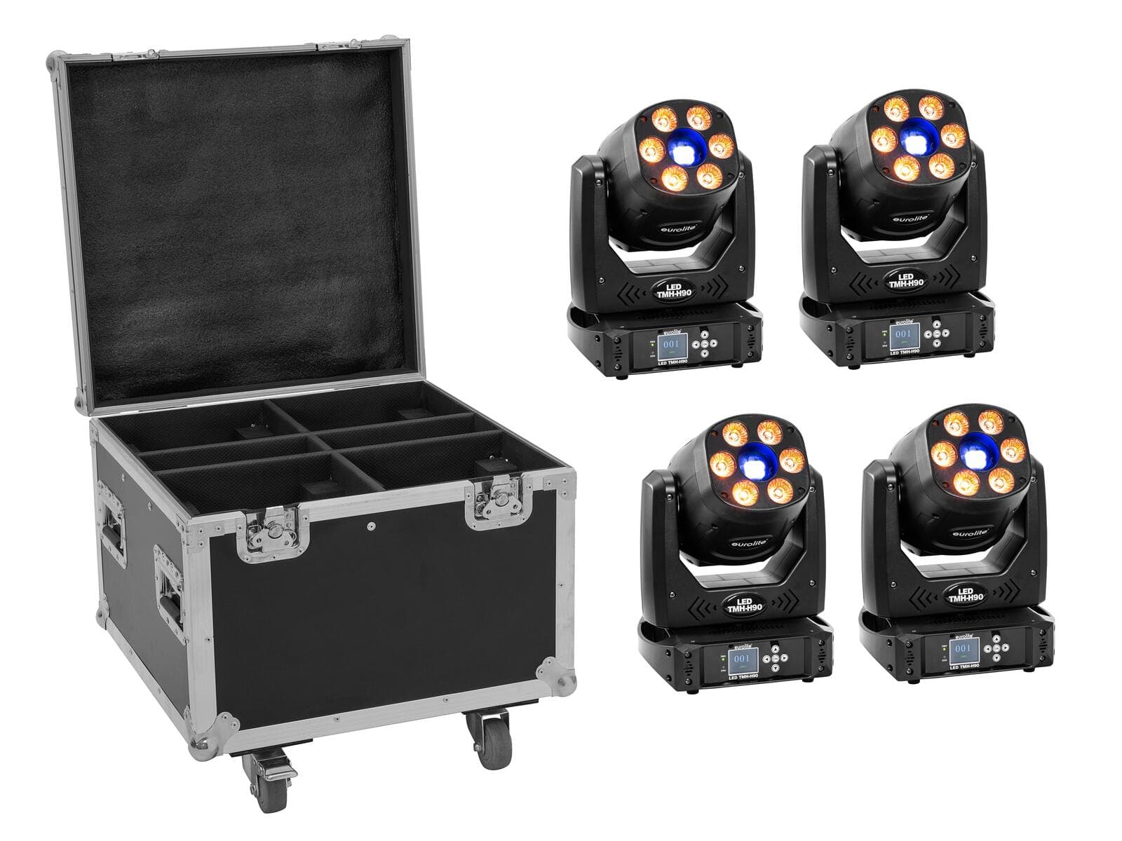 EUROLITE Set 4x LED TMH-H90 + Custodia con ruote - 20000929
