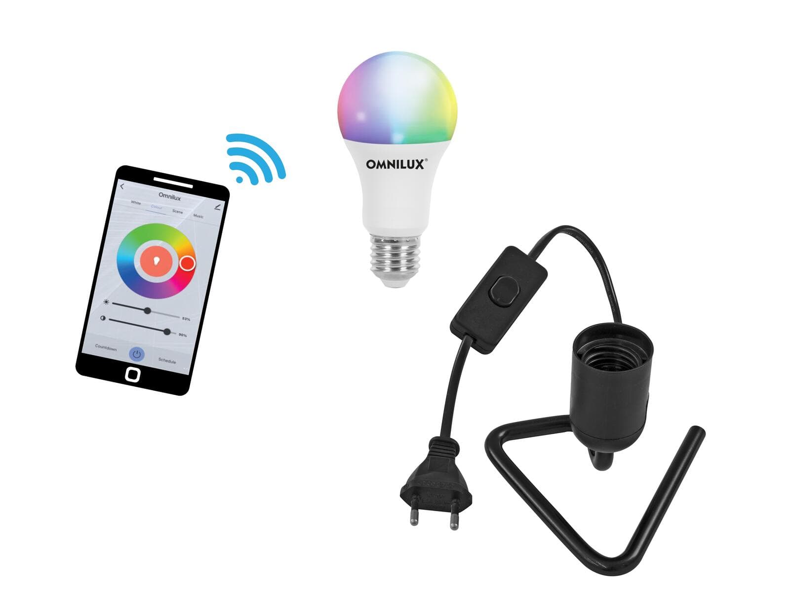 EUROLITE Set LED E27 RGB/WW/CW WiFi + Base triangolare nera - 20000947