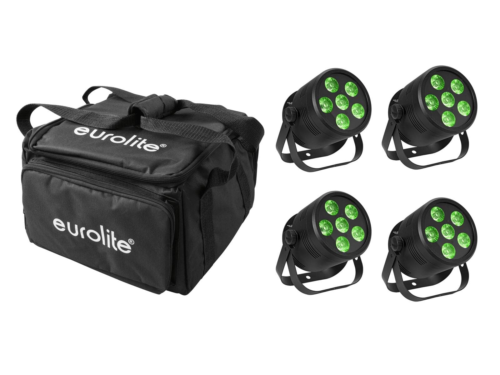EUROLITE Set 4x LED Silent Par 6 QCL floor nero + Borsa morbida - 20000957