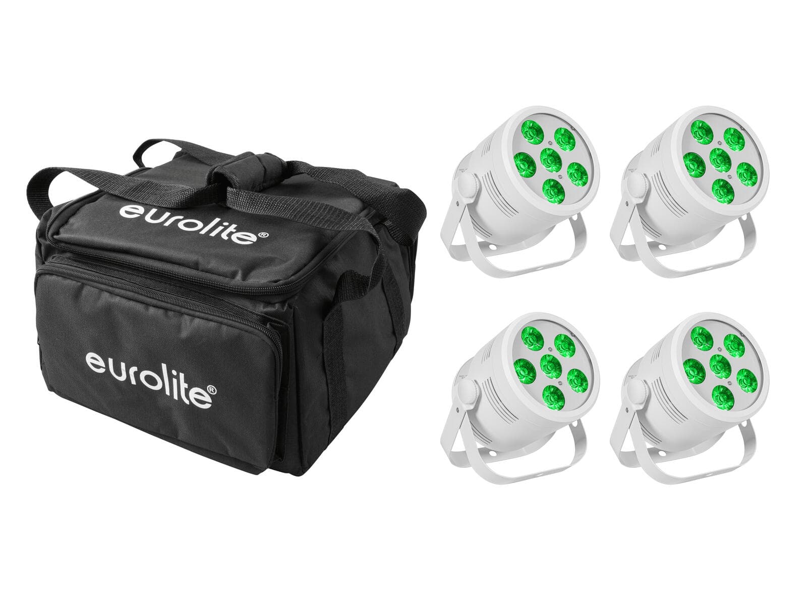 EUROLITE Set 4x LED Silent Par 6 QCL floor bianco + Borsa morbida - 20000958