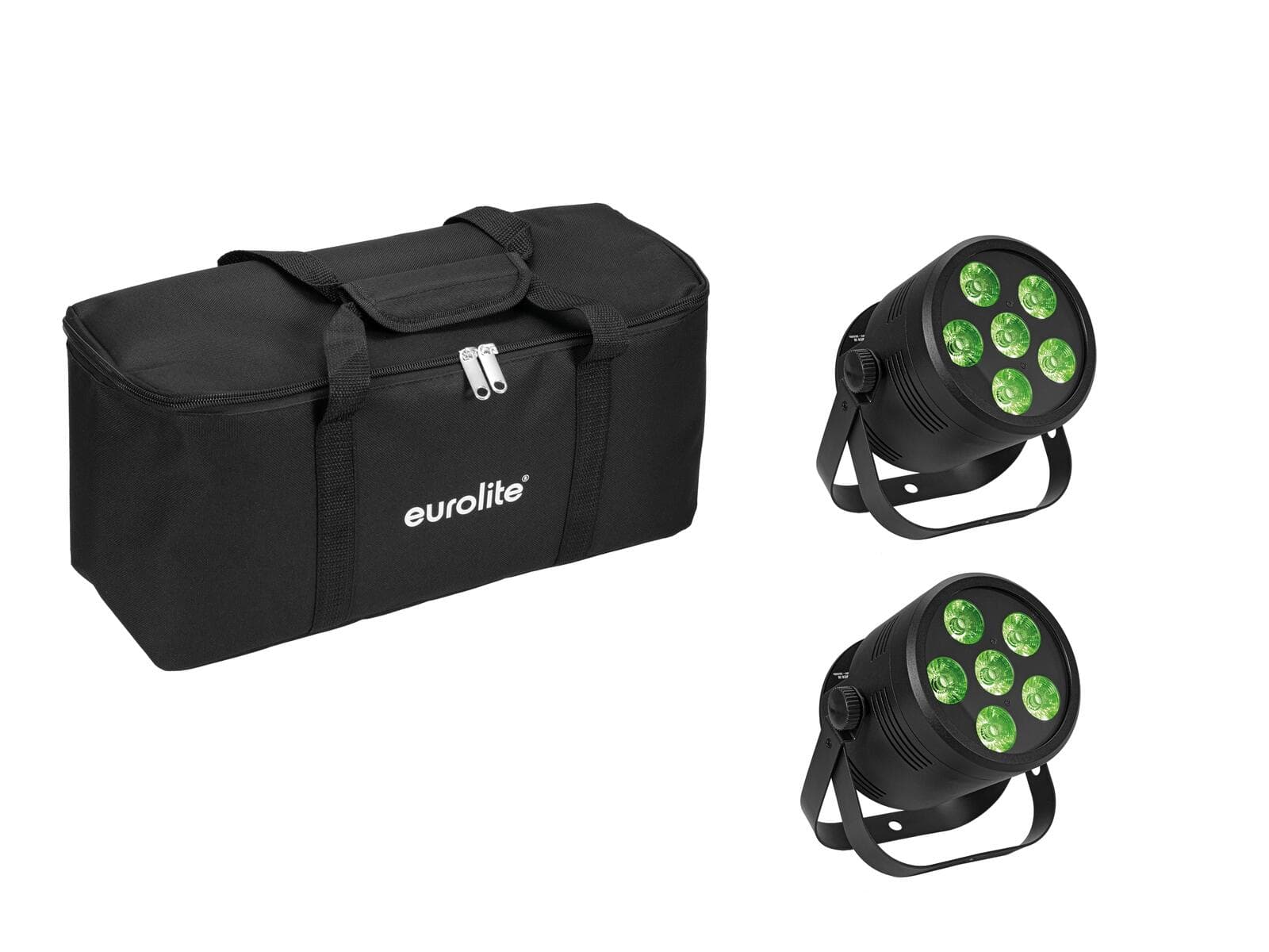 EUROLITE Set 2x LED Silent Par 6 QCL floor nero + Borsa morbida - 20000964