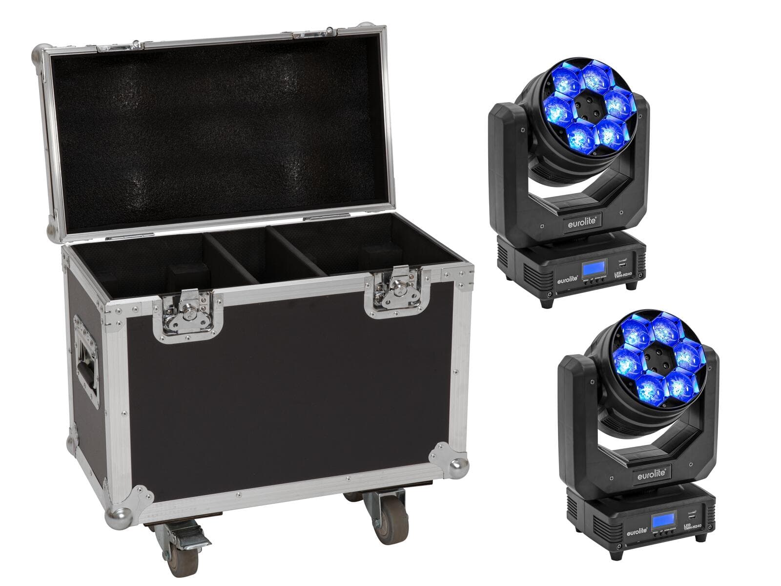 EUROLITE Set 2x LED TMH-H240 effetto beam/wash/flower + Custodia - 20000968