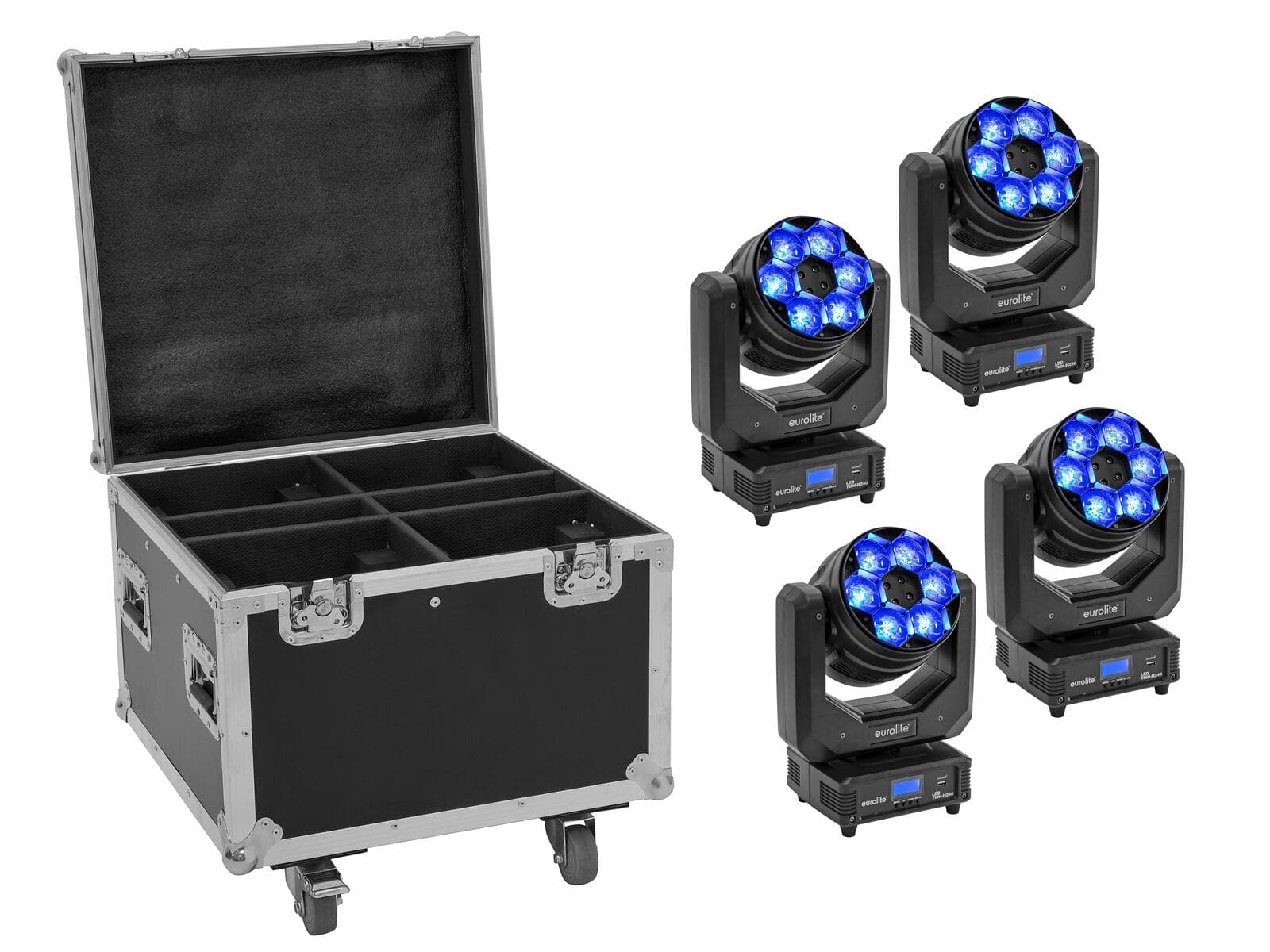 EUROLITE Set 4x LED TMH-H240 effetto beam/wash/flower + Custodia - 20000969