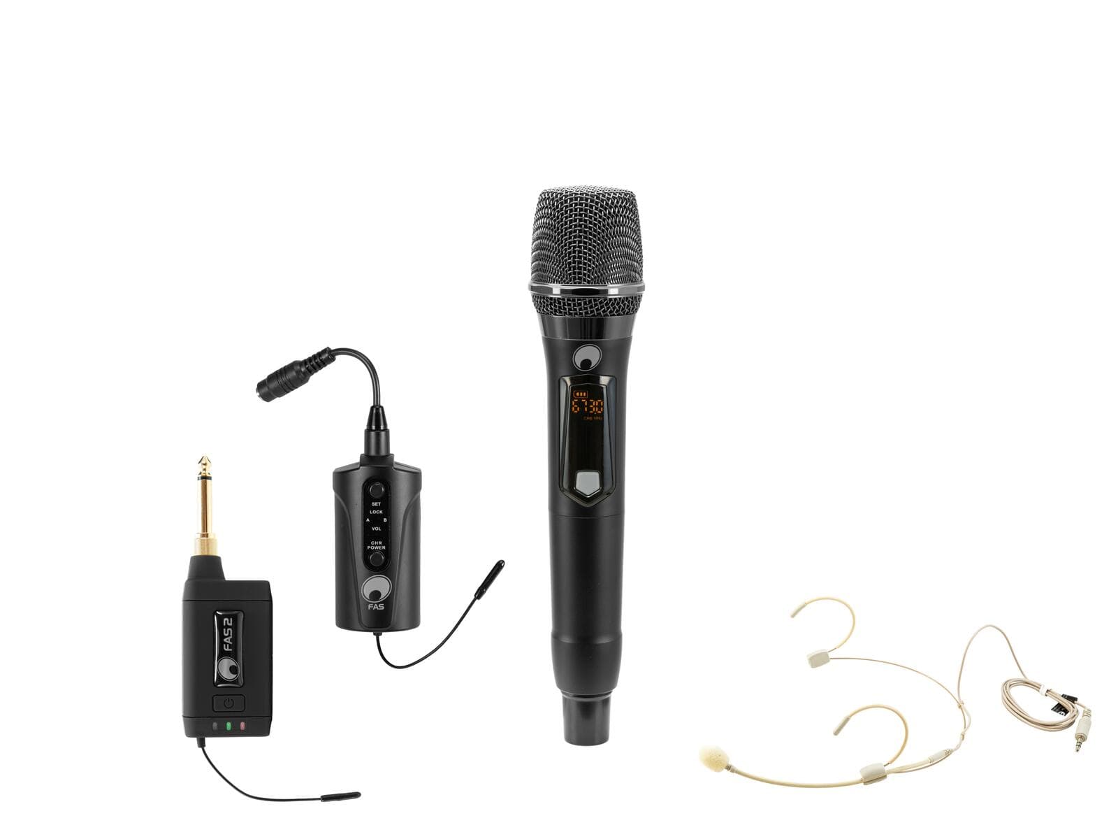 OMNITRONIC Set FAS TWO + microfono dinamico wireless + BP + headset 660-690MHz - 20000970