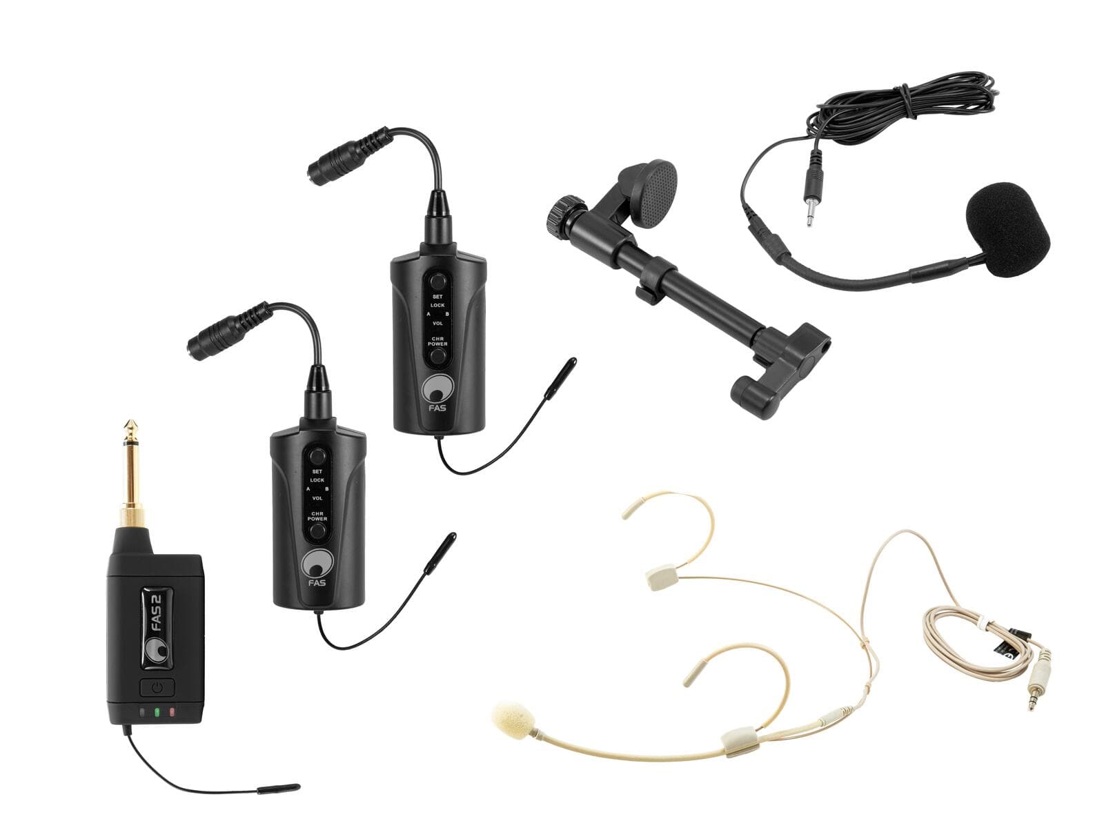 OMNITRONIC Set FAS TWO + 2x BP + headset + microfono per chitarra acustica 660-690MHz - 20000973