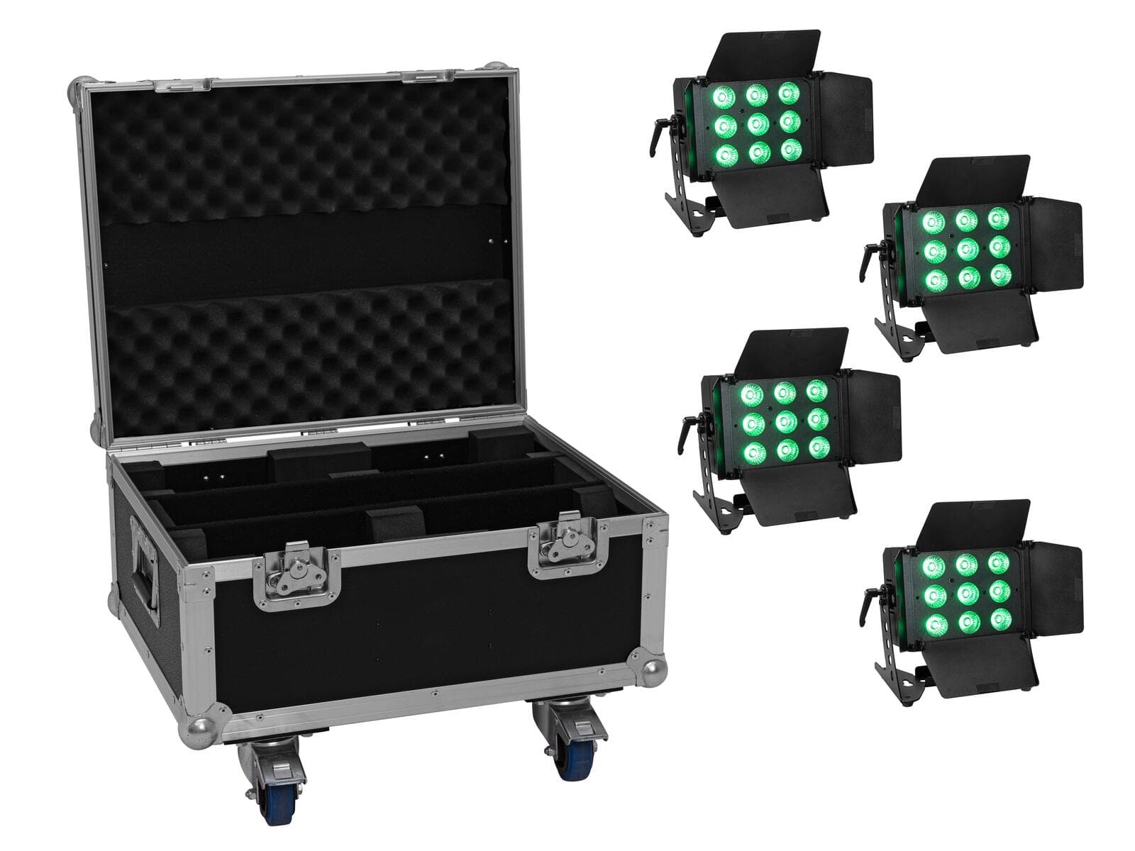 EUROLITE Set 4x LED CLS-9 QCL RGB/WW 9x7W + flightcase - 20000985