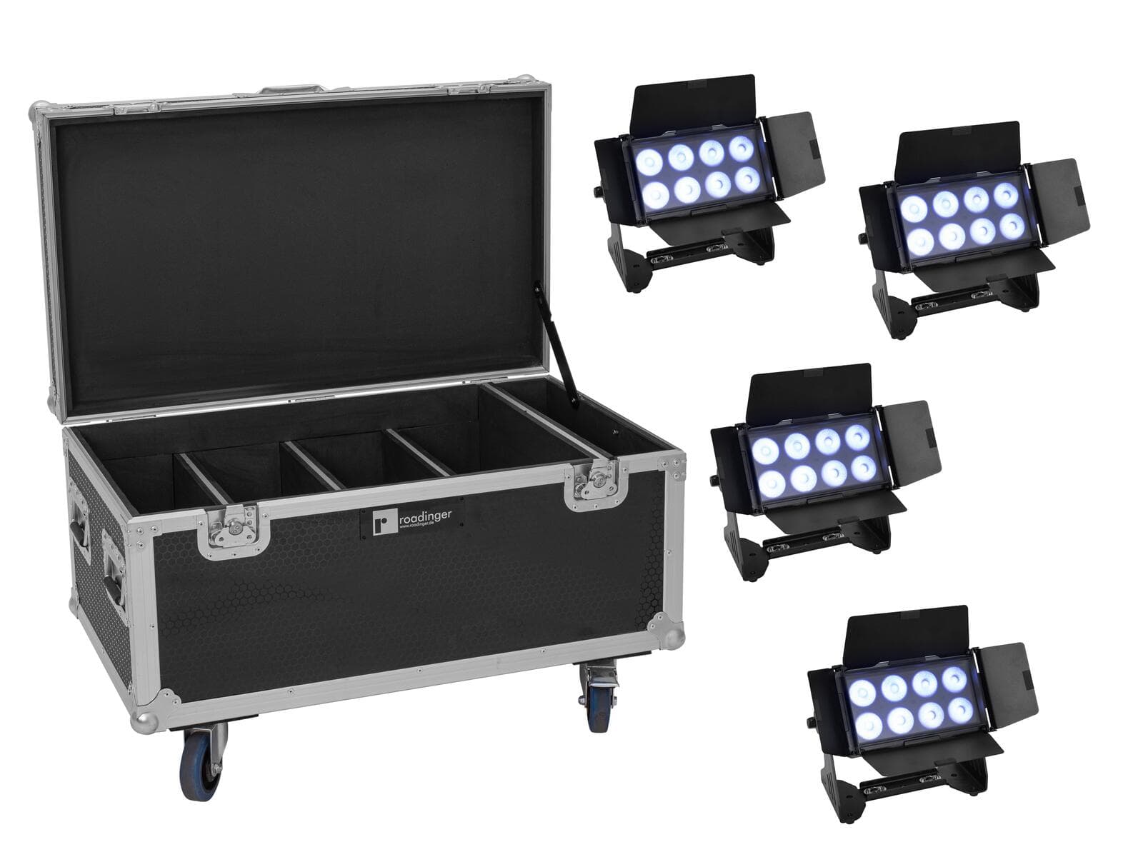 EUROLITE Set 4x Multiflood IP 8x10W RGBW Wash CRMX + Custodia - 20001001