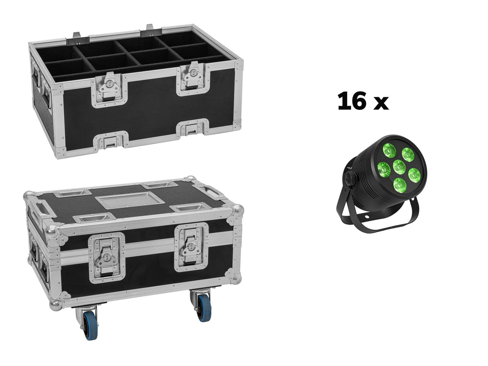 EUROLITE Set 16x LED Silent Par 6 QCL floor bk + Custodia - 20001002