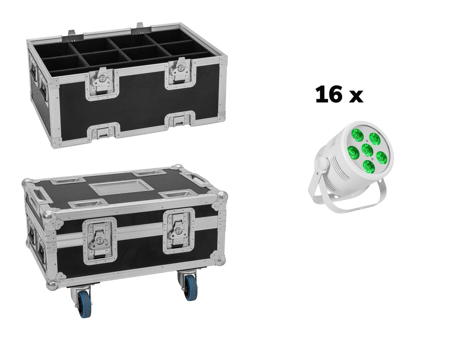 EUROLITE Set 16x LED Silent Par 6 QCL floor wh + Custodia - 20001003