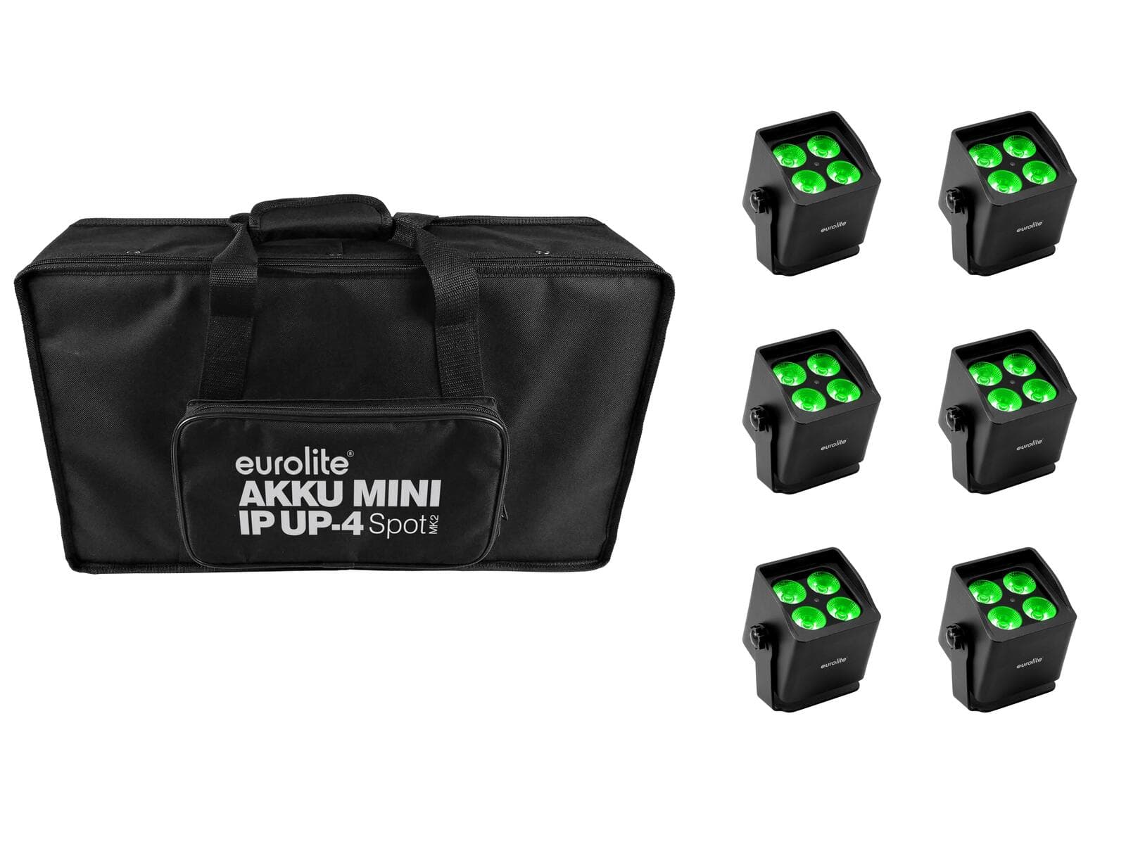 EUROLITE Set 6x AKKU Mini IP UP-4 QCL Spot MK2 + Borsa morbida - 20001005