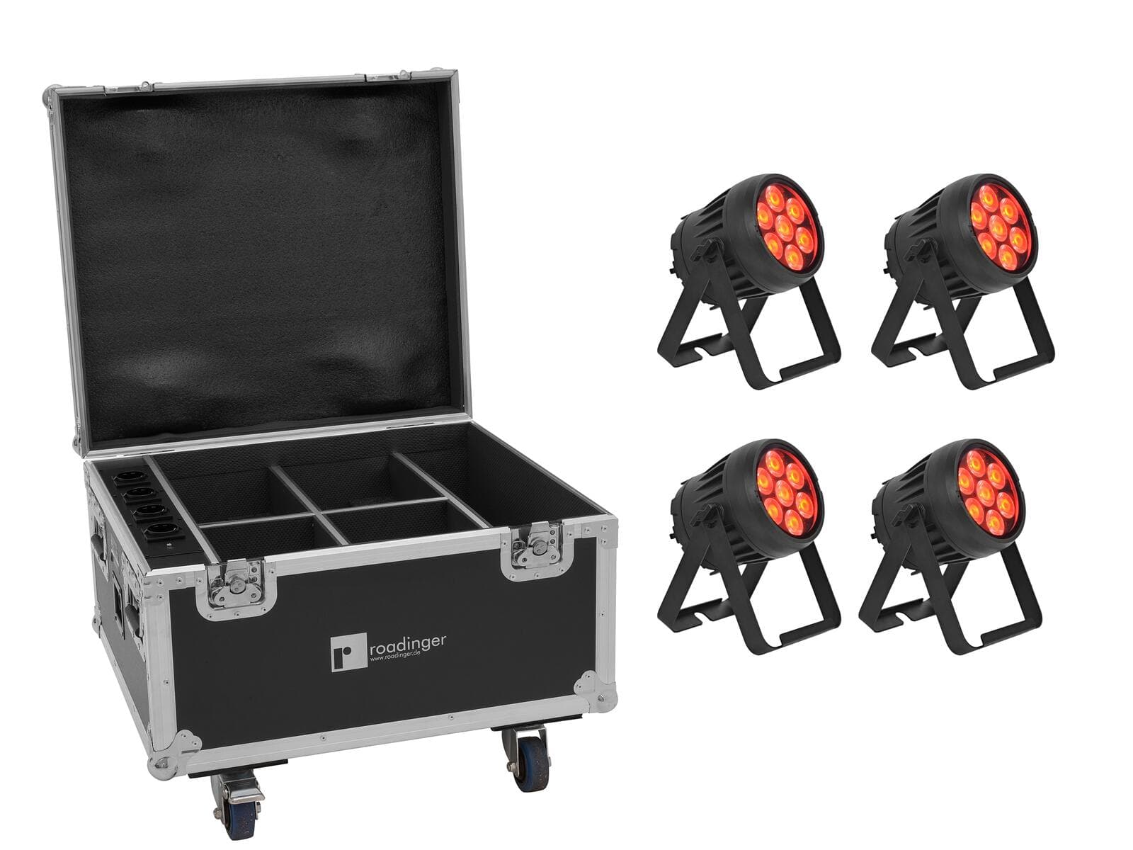EUROLITE Set 4x AKKU IP PAR 7 QCL CRMX MK2 + Custodia con funzione di ricarica - 20001007