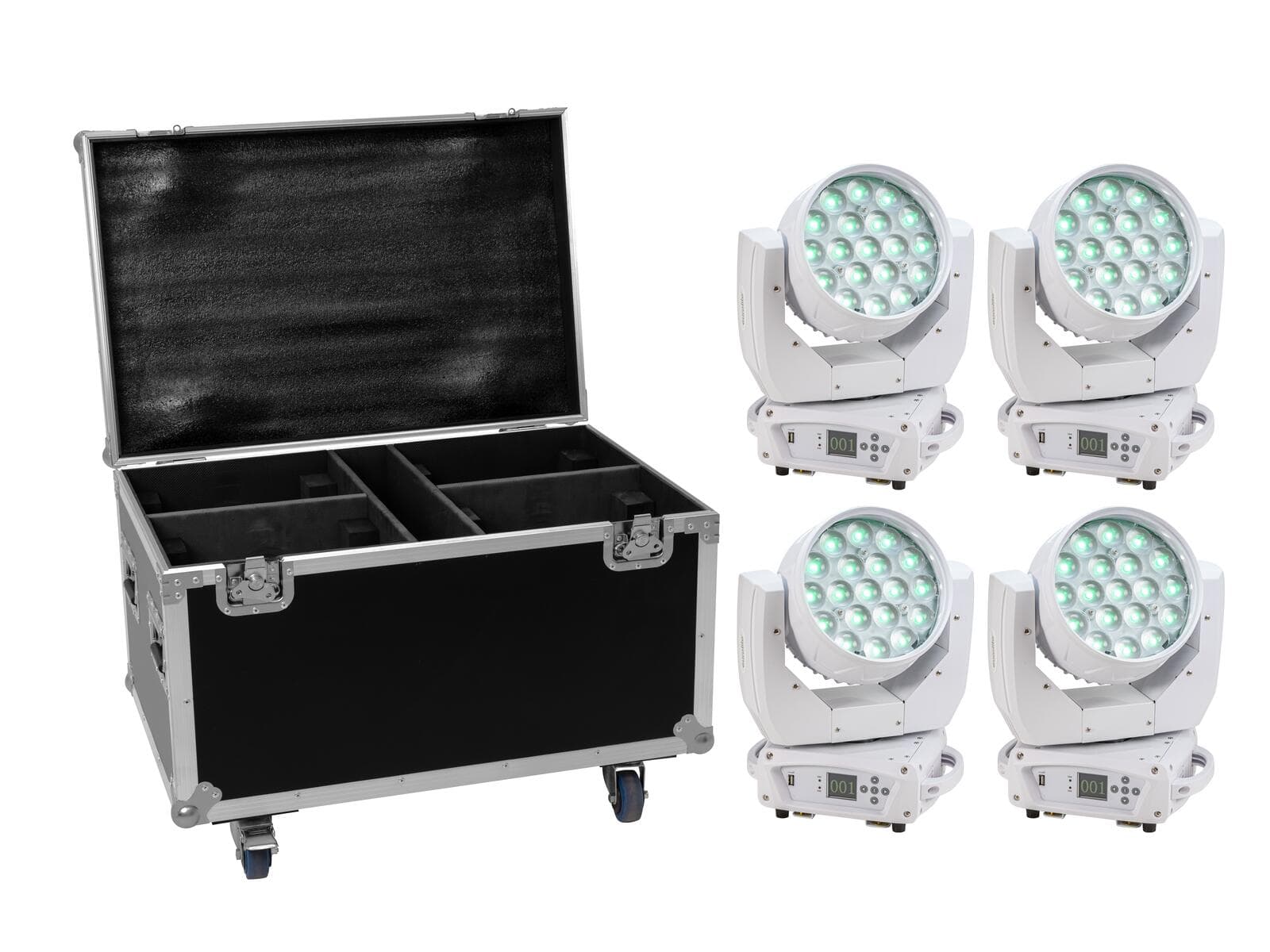 EUROLITE Set 4x LED TMH-X4 bianco + Custodia con ruote - 20001016