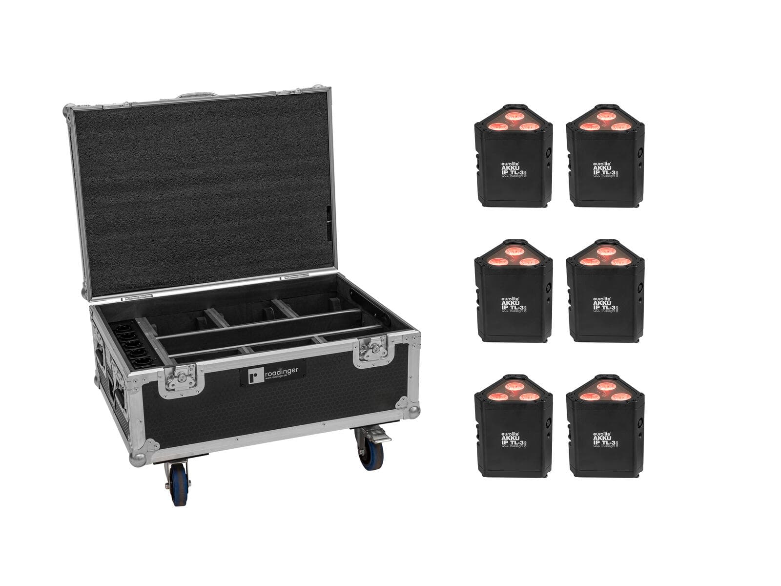 EUROLITE Set 6x AKKU IP TL-3 QCL + Custodia con ruote e funzione di ricarica - 20001017