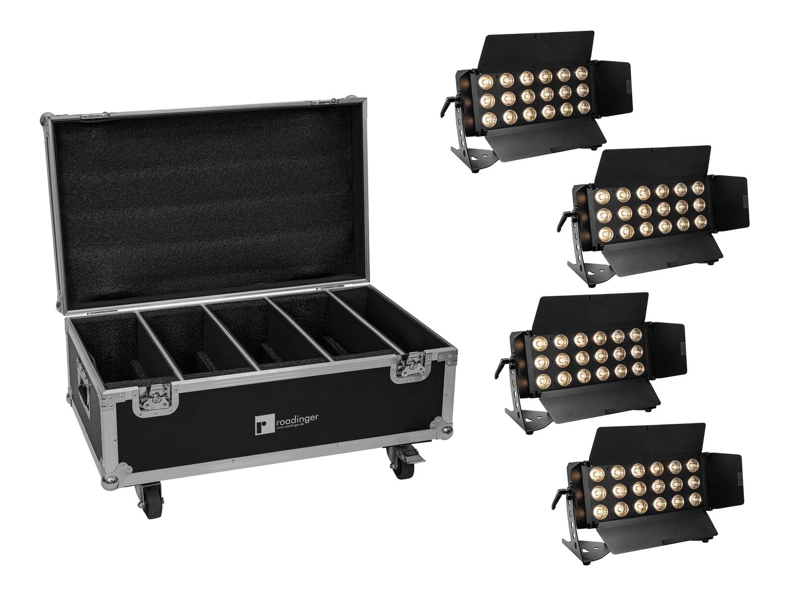 EUROLITE Set 4x LED CLS-18 QCL RGB/WW 18x7W + flightcase con ruote - 20001036