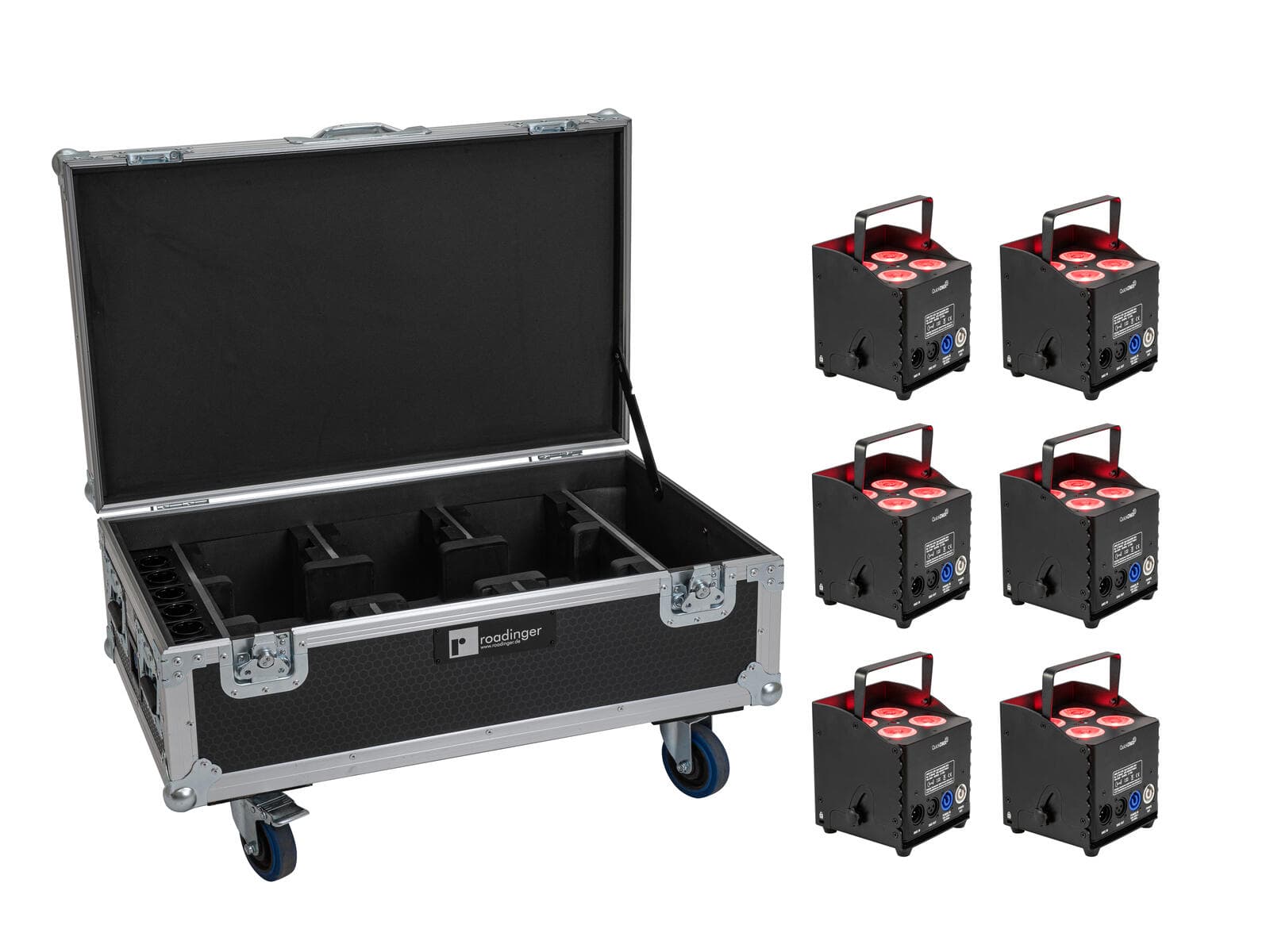 EUROLITE Set 6x AKKU UP-4 QCL Spot QuickDMX MK2 + flightcase con ruote e funzione di ricarica - 20001039