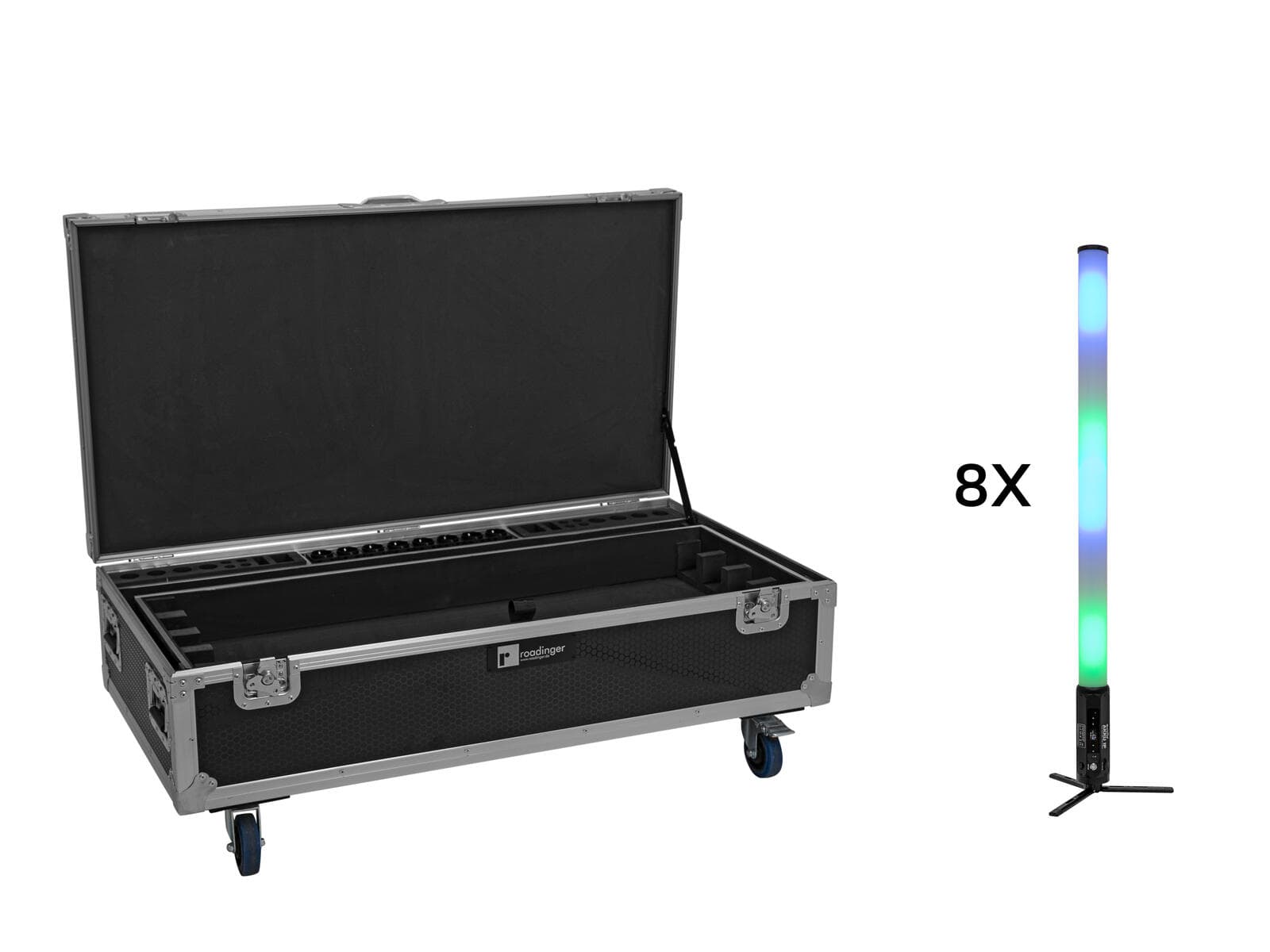 EUROLITE Set 8x AKKU IP Pixel Tube 360° PRO CRMX + flightcase con ruote e funzione di ricarica - 20001043