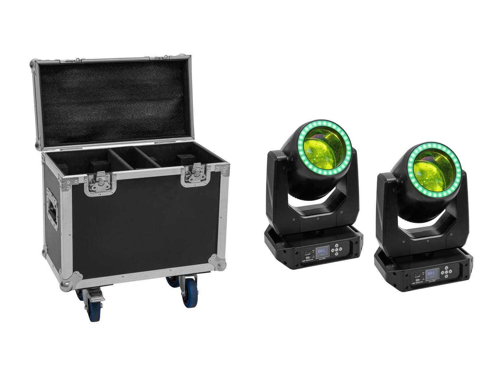EUROLITE Set 2x moving head beam LED TMH-B120 Hypno + flightcase con ruote - 20001045