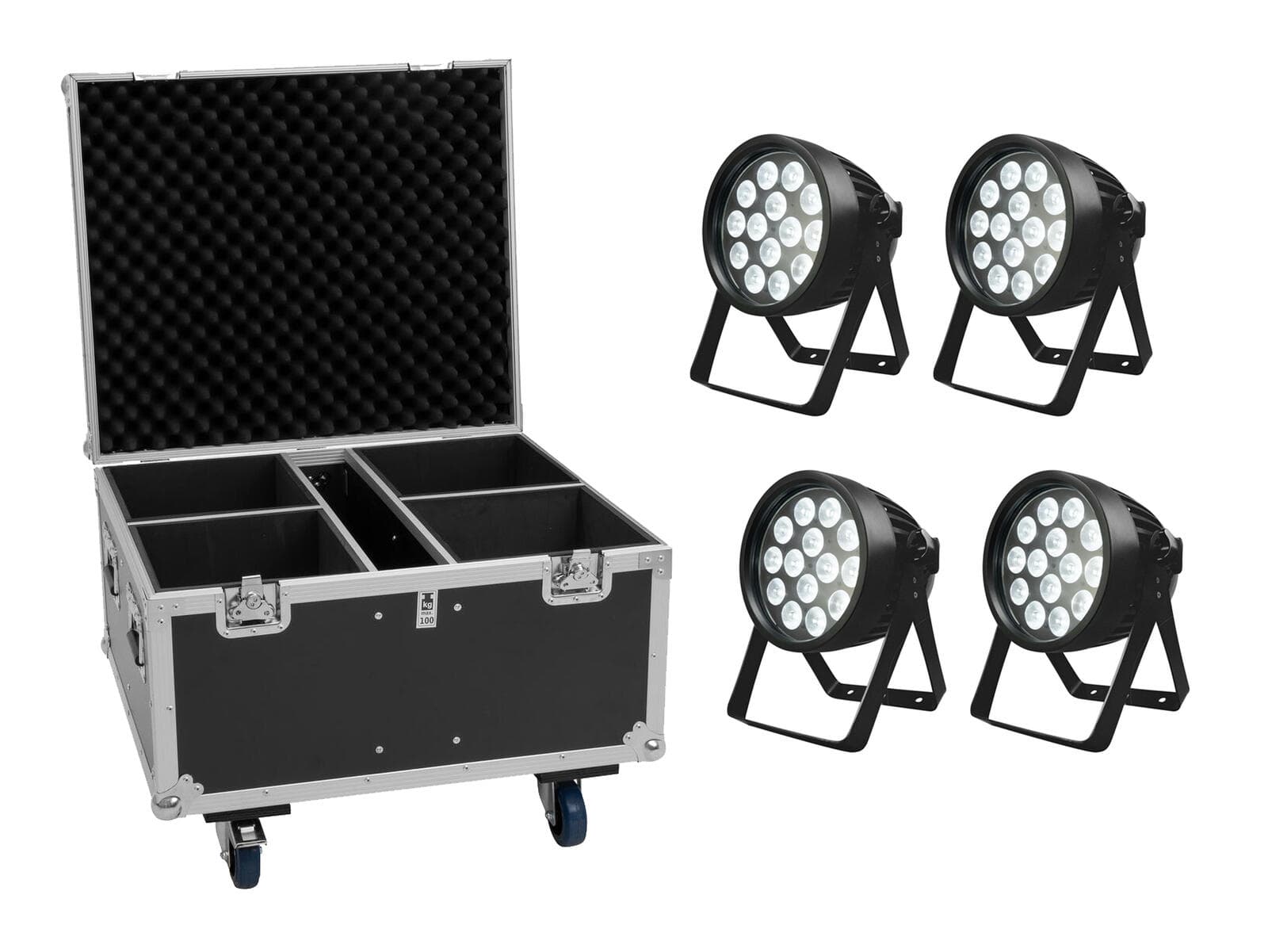 EUROLITE Set 4x LED IP PAR 14x8W QCL + flightcase - 20001050