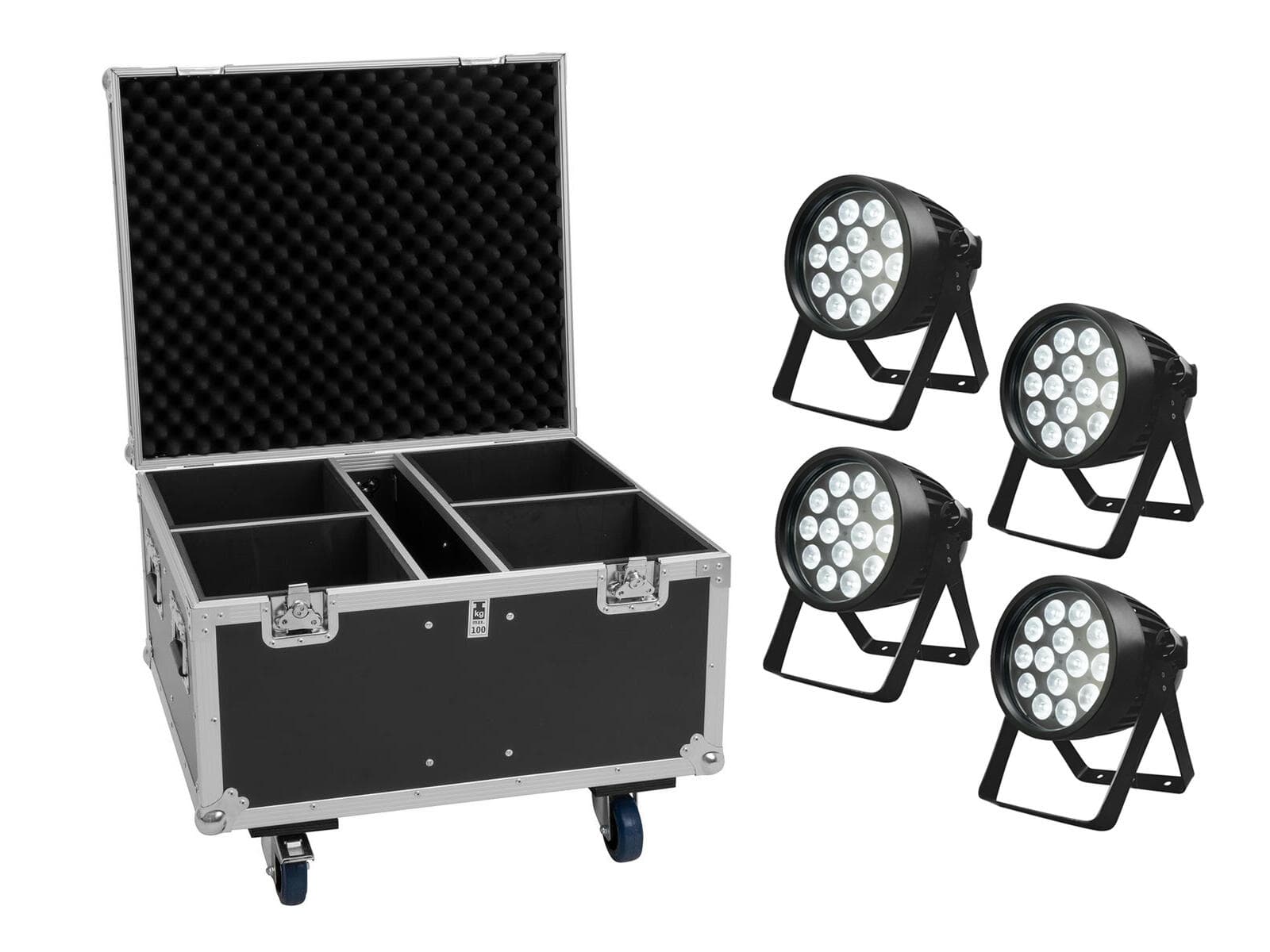 EUROLITE Set 4x LED IP PAR 14x10W HCL + flightcase - 20001051
