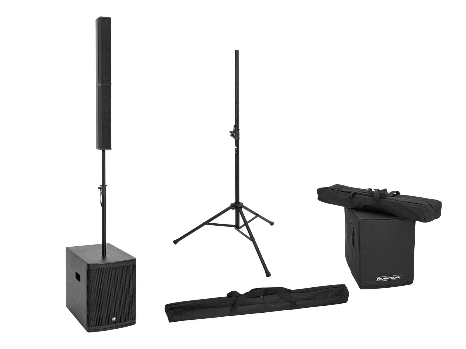 OMNITRONIC sistema PA attivo a colonna ROD-1283 + supporto per diffusore + set copertura - 20001060