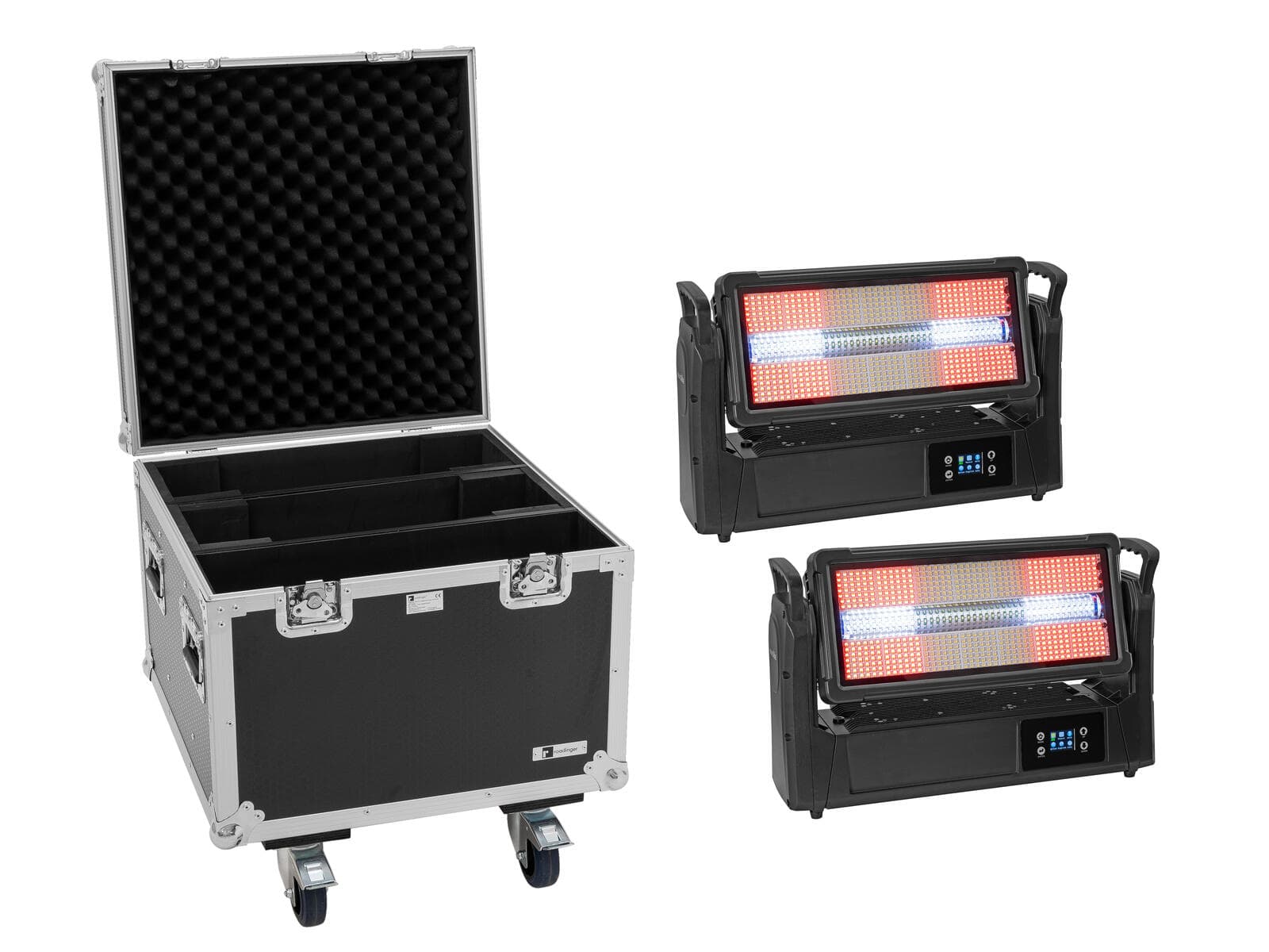 EUROLITE Set 2x strobo LED IP Mega PIX 714 SWING + flightcase con ruote - 20001064