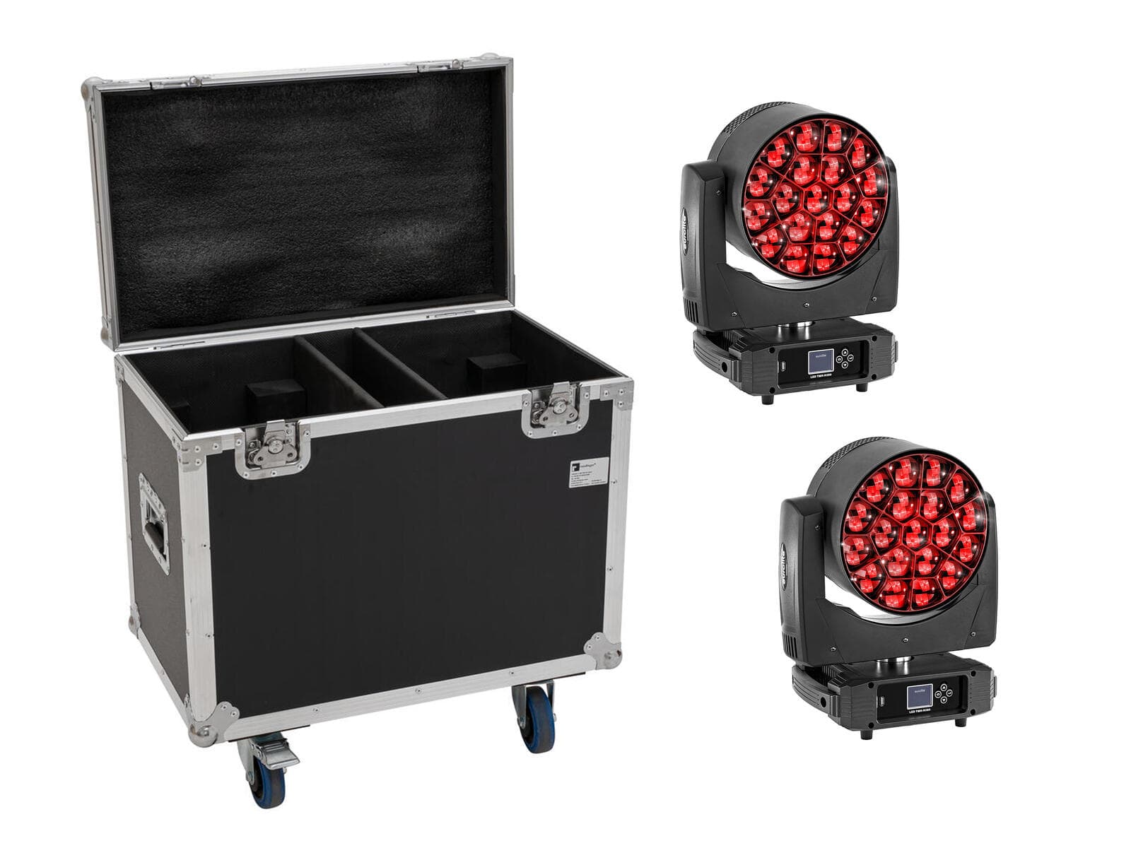 EUROLITE Set 2x LED TMH-H380 Effetto Beam/Wash/Flower + Flightcase con ruote - 20001066