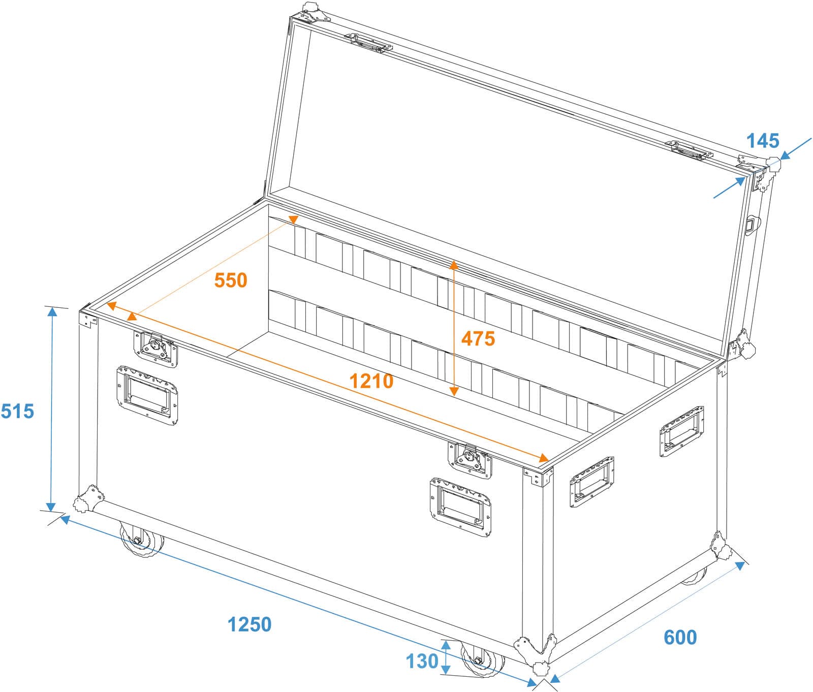 ROADINGER Custodia universale da tour 120 cm con ruote - 30126410
