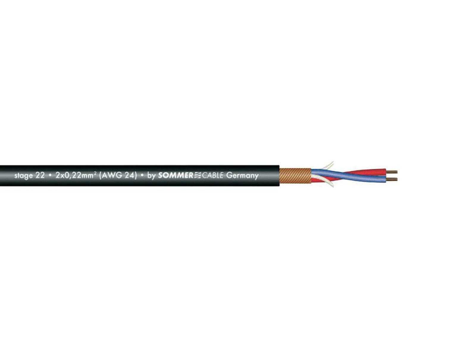 SOMMER CABLE Cavo microfonico 2x0.22 100m nero Stage 22 - 3030744L