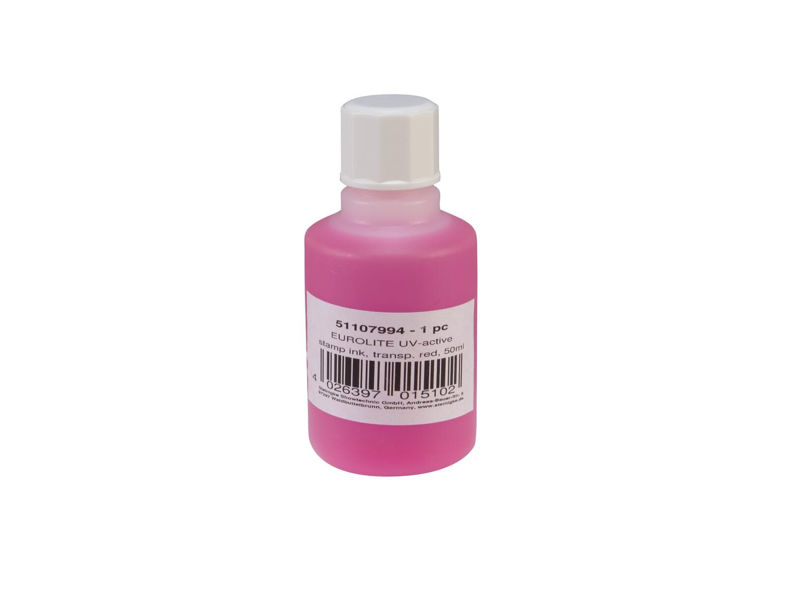 EUROLITE Inchiostro UV per timbri, rosso trasparente, 50ml - 51107994