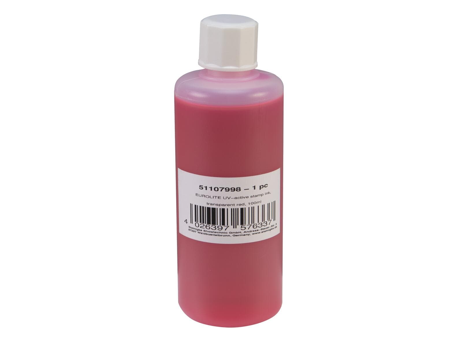 EUROLITE Inchiostro UV per timbri, rosso trasparente, 100ml - 51107998