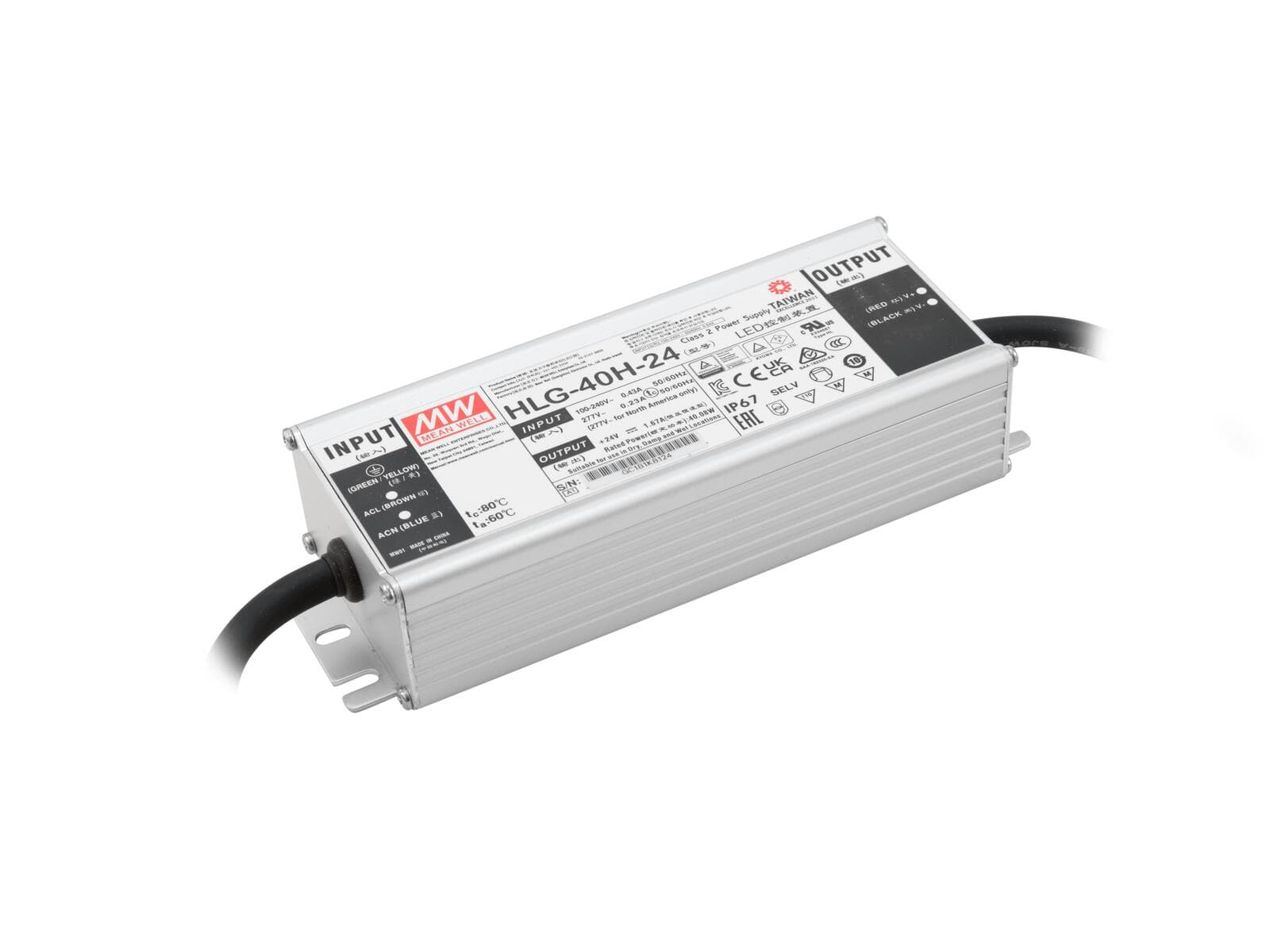 MEANWELL Alimentatore LED 40W / 24V IP67 HLG-40H-24 - 51405000