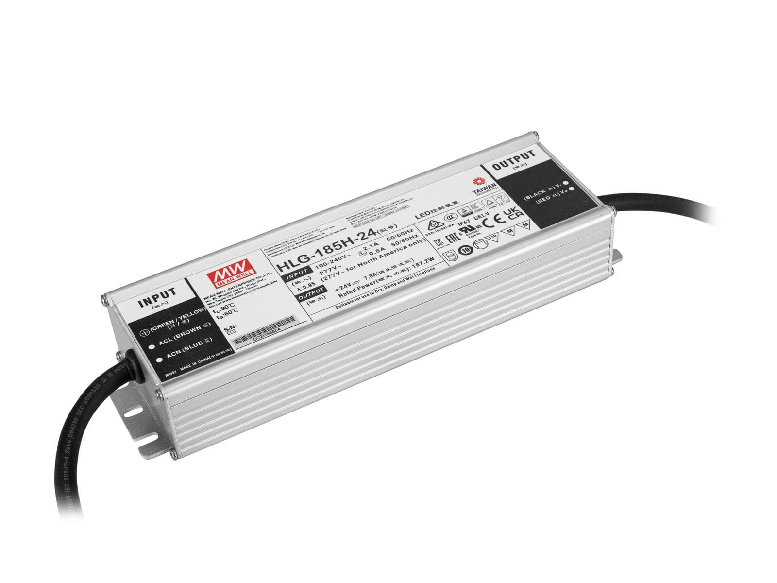 MEANWELL Alimentatore LED 187W / 24V IP67 HLG-185H-24 - 51405004