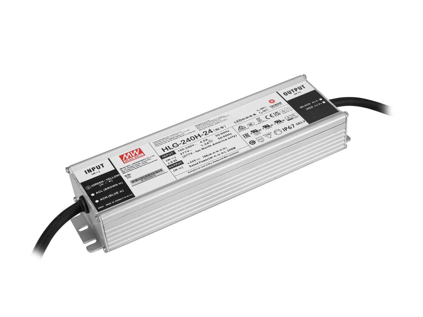 MEANWELL Alimentatore LED 240W / 24V IP67 HLG-240H-24 - 51405006