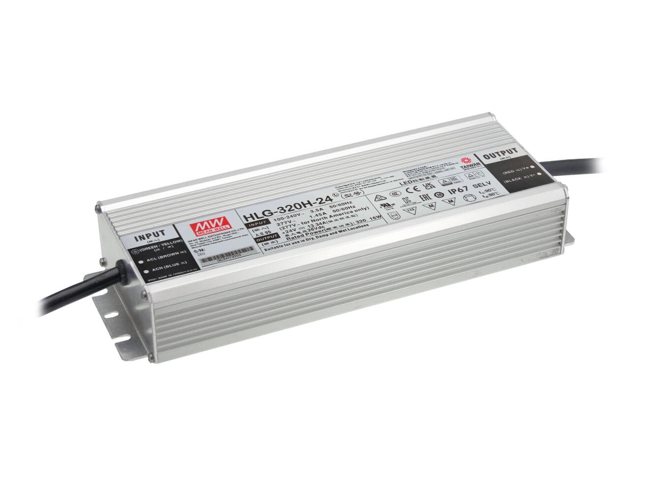 MEANWELL Alimentatore LED 320W / 24V IP67 HLG-320H-24 - 51405008