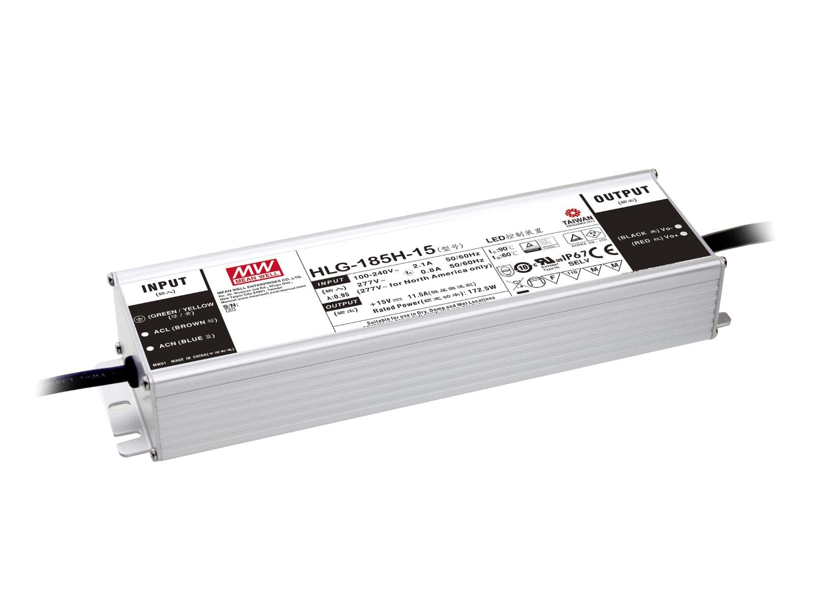 MEANWELL Alimentatore LED 156W / 12V IP67 HLG-185H-12 - 51405022