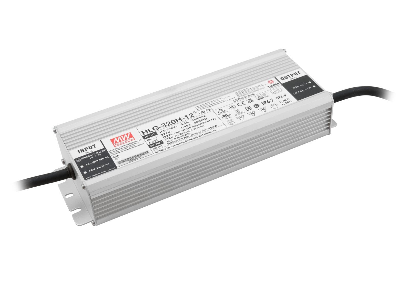 MEANWELL Alimentatore LED 264W / 12V IP67 HLG-320H-12 - 51405026
