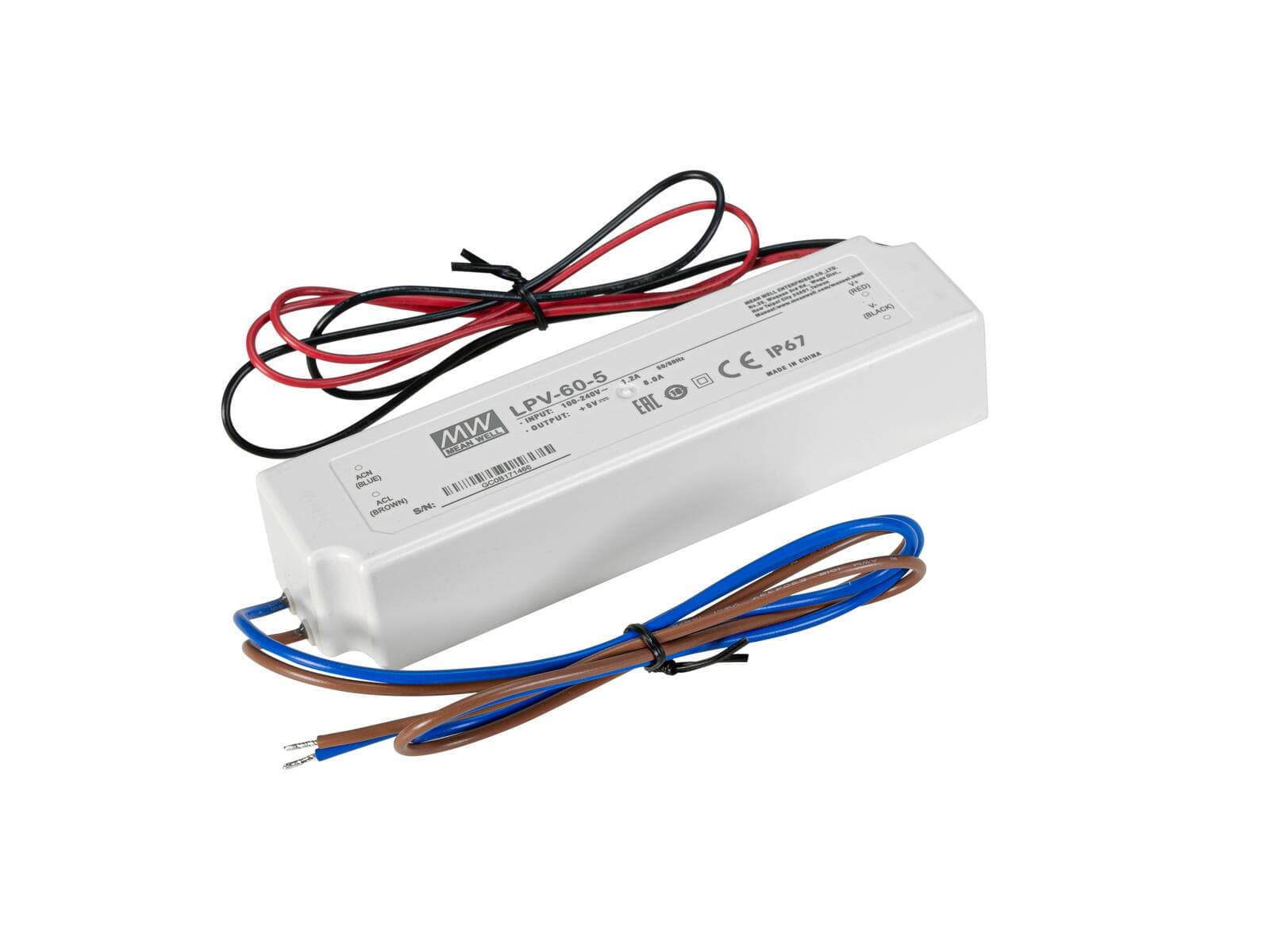 MEANWELL Alimentatore 40W / 5V IP67 LPV-60-5 - 51405142