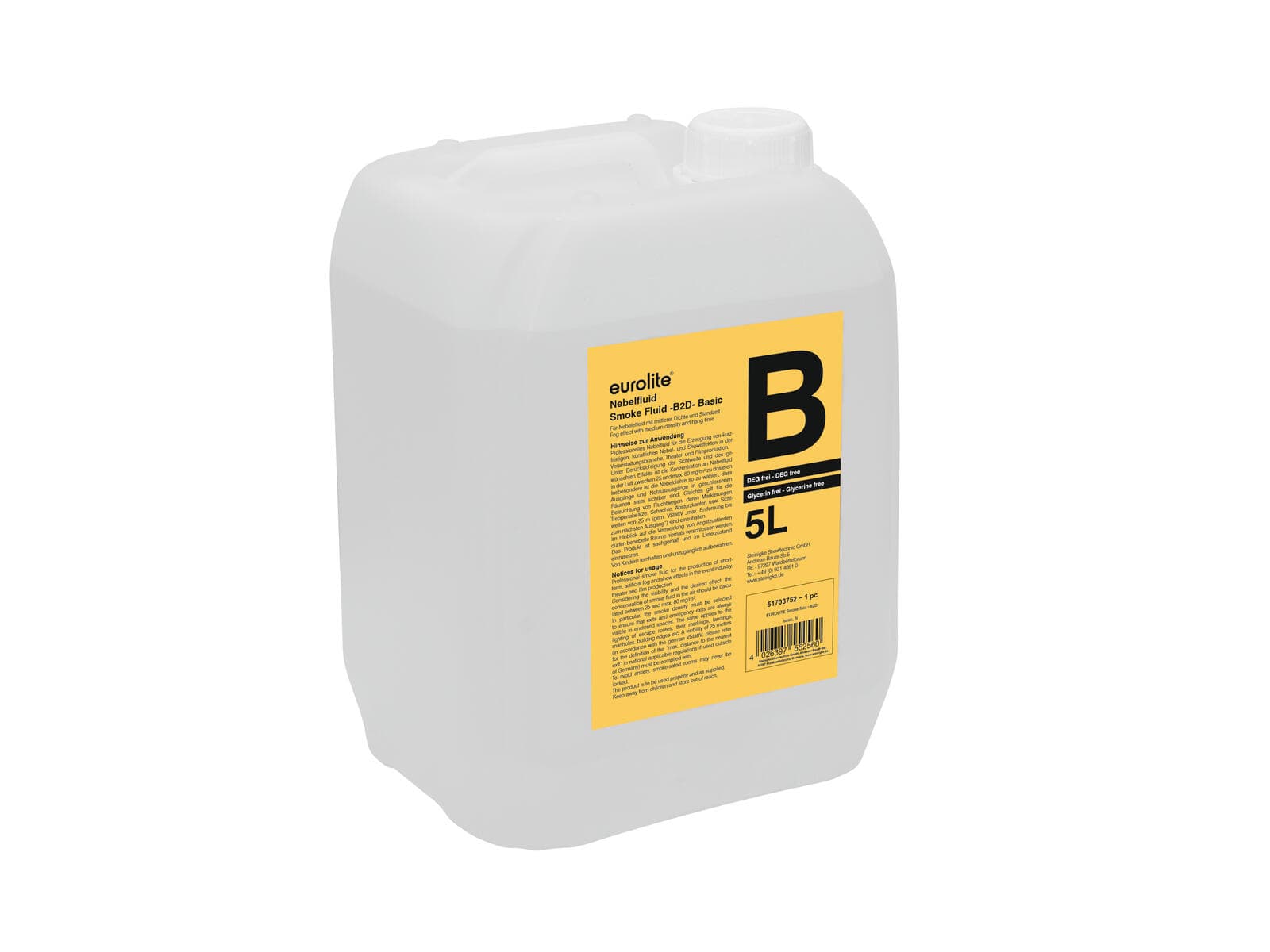 EUROLITE SMOKE FLUID -B2D- Basic, liquido per fumo da 5 l - 51703752